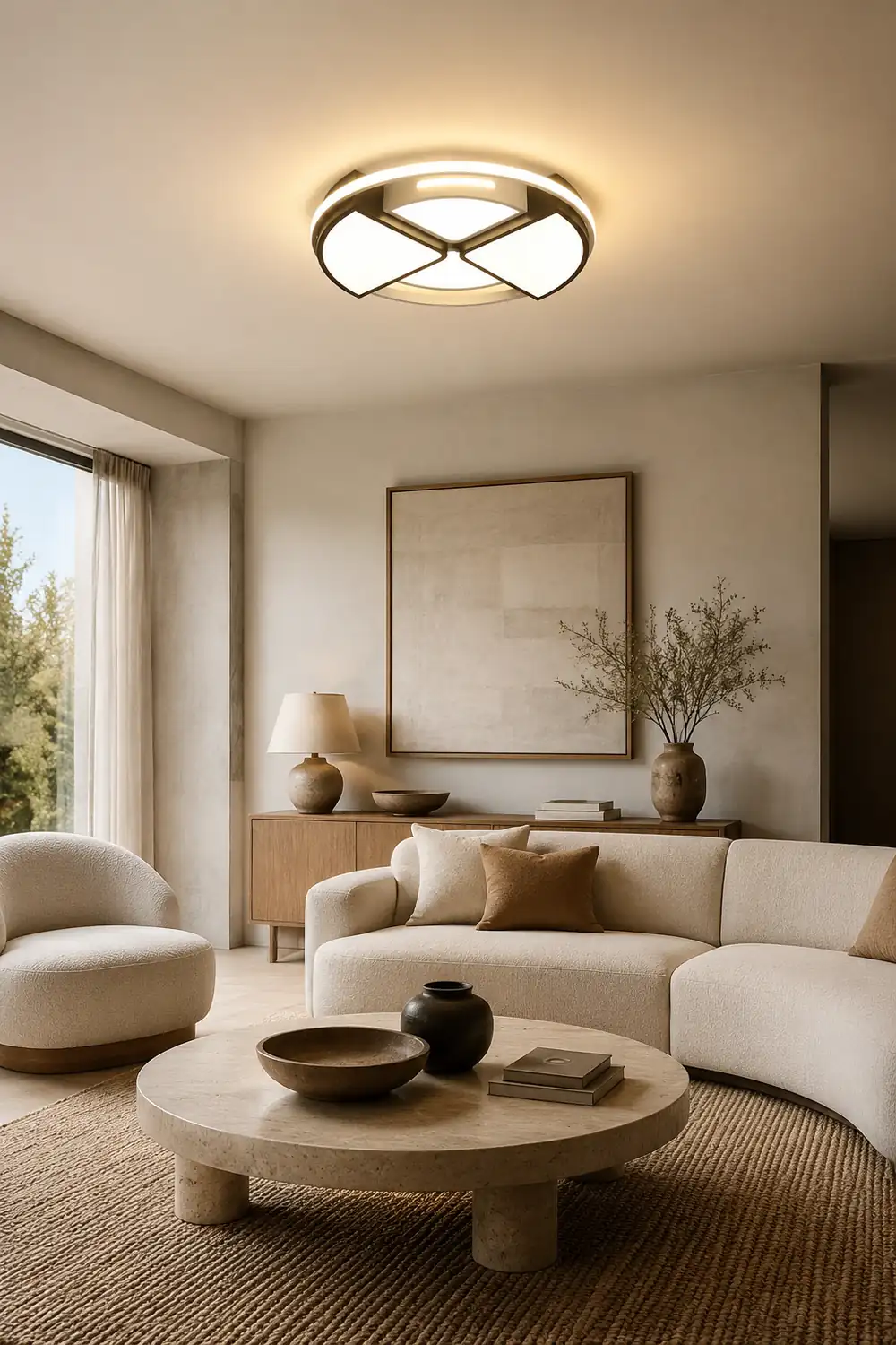 Quinn Modern Round Flush Mount Ceiling Light, Black&White - Lumpaz