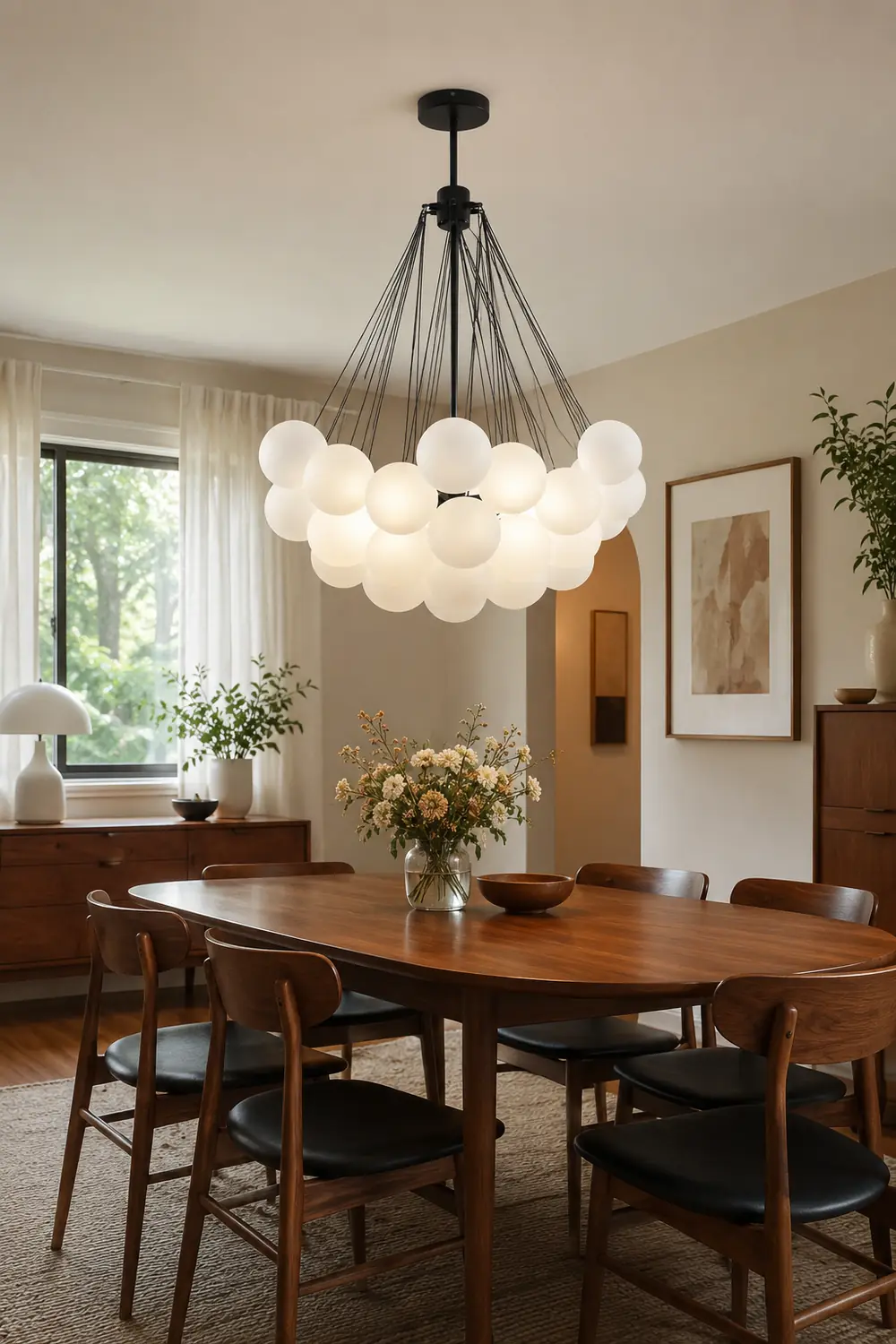 Valentina Glass Globe Pendant Light Bubble, Gold/Black - Lumpaz