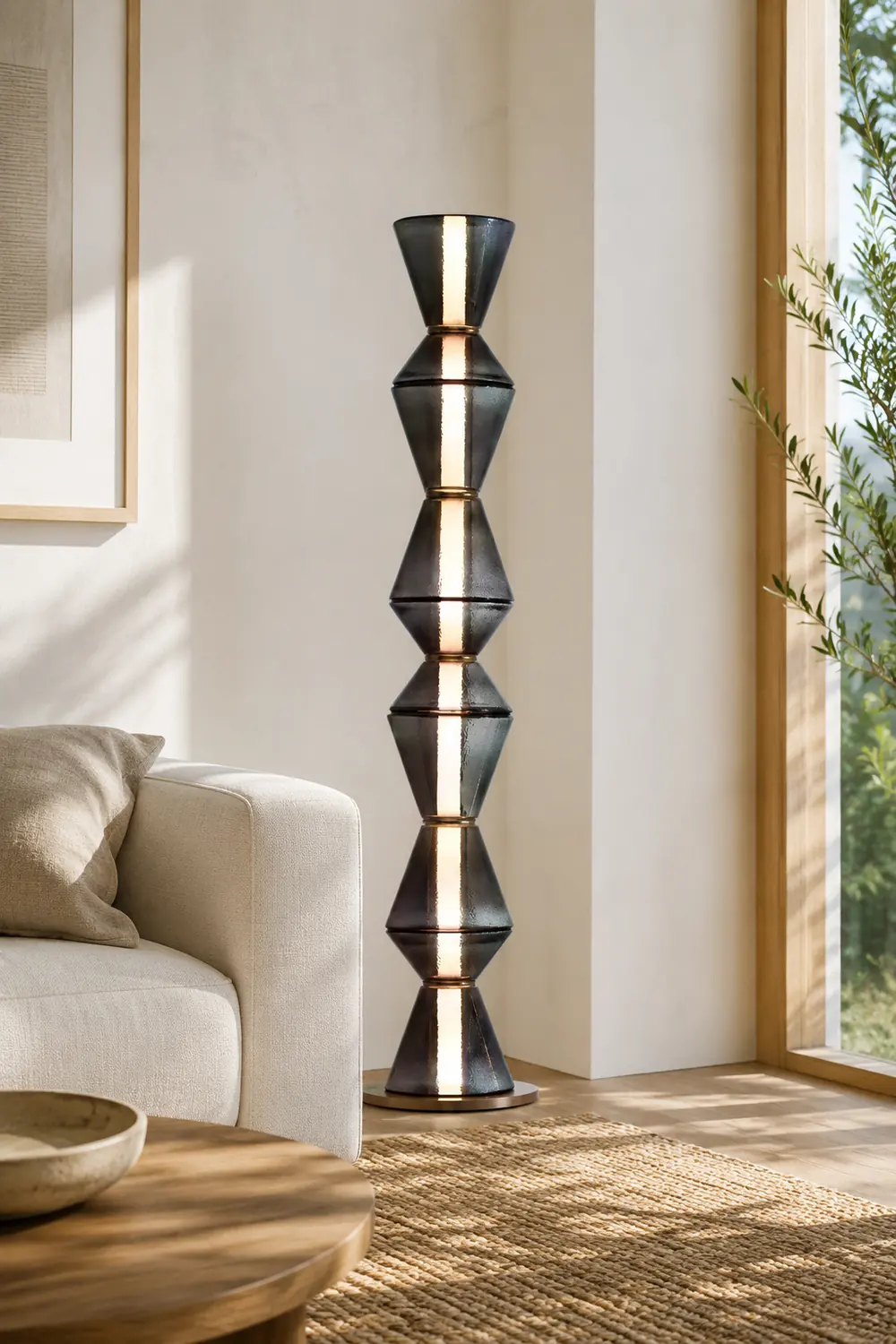 Evette Nordic Modern Black LED Pendant & Floor&Table Lamp, Glass - Lumpaz