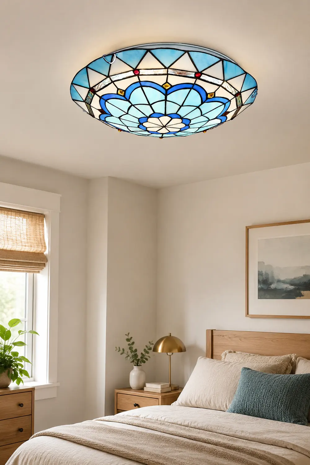 Eryn Flush Mount Glass Colorful Ceiling Light, Bedroom - Lumpaz