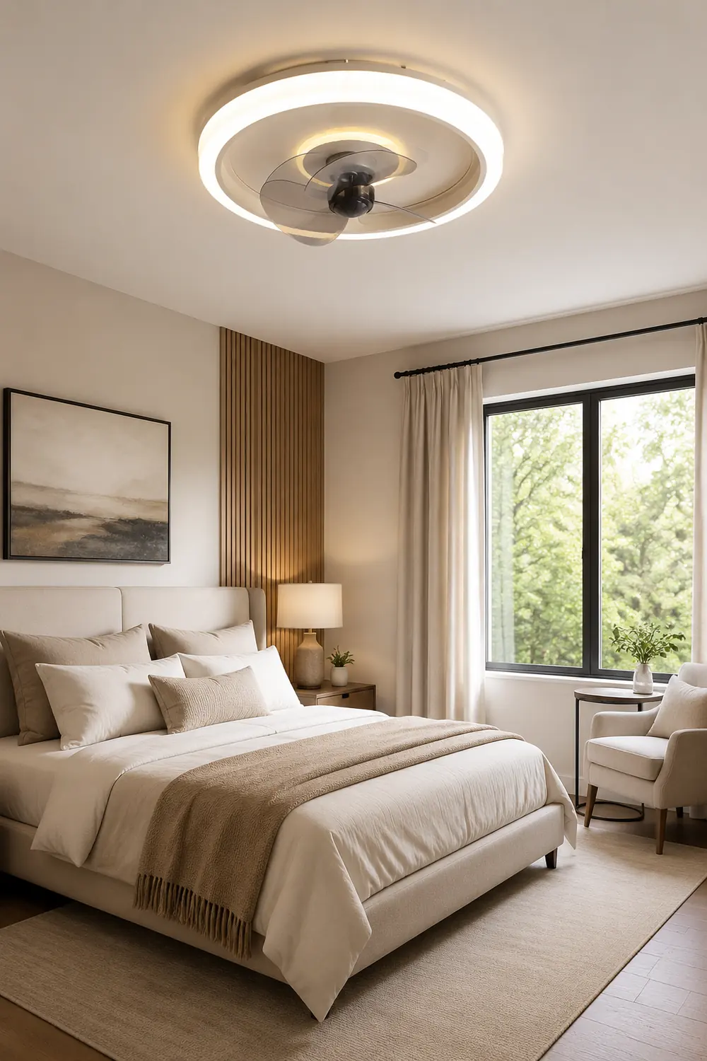 Edge 2-Light Ring Ceiling Fan with Light, 4 Color, DIA 20" - Lumpaz