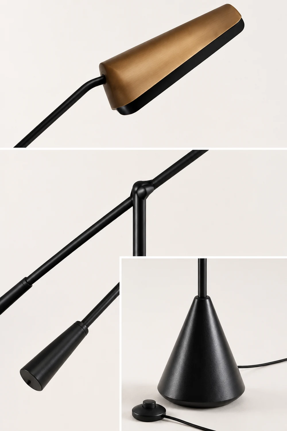 Salgado Minimalist Triangle Head LED Floor Lamp, Marble & Metal - Lumpaz
