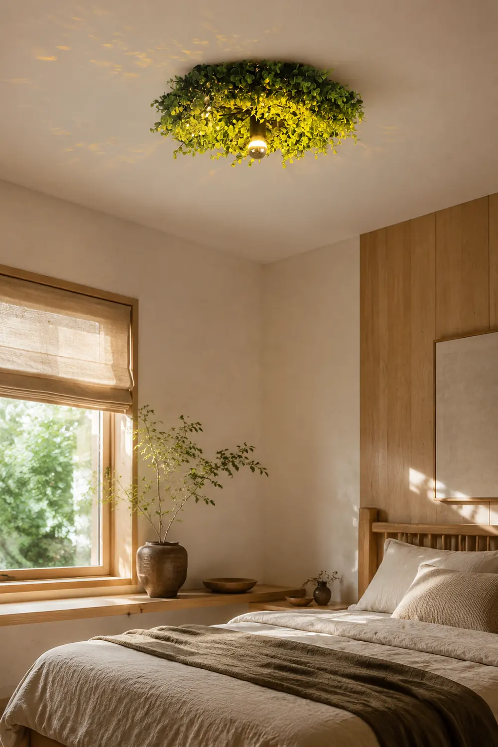 Nest Modern Plant Ceiling Light Green Metal/Glass Living Room - Lumpaz