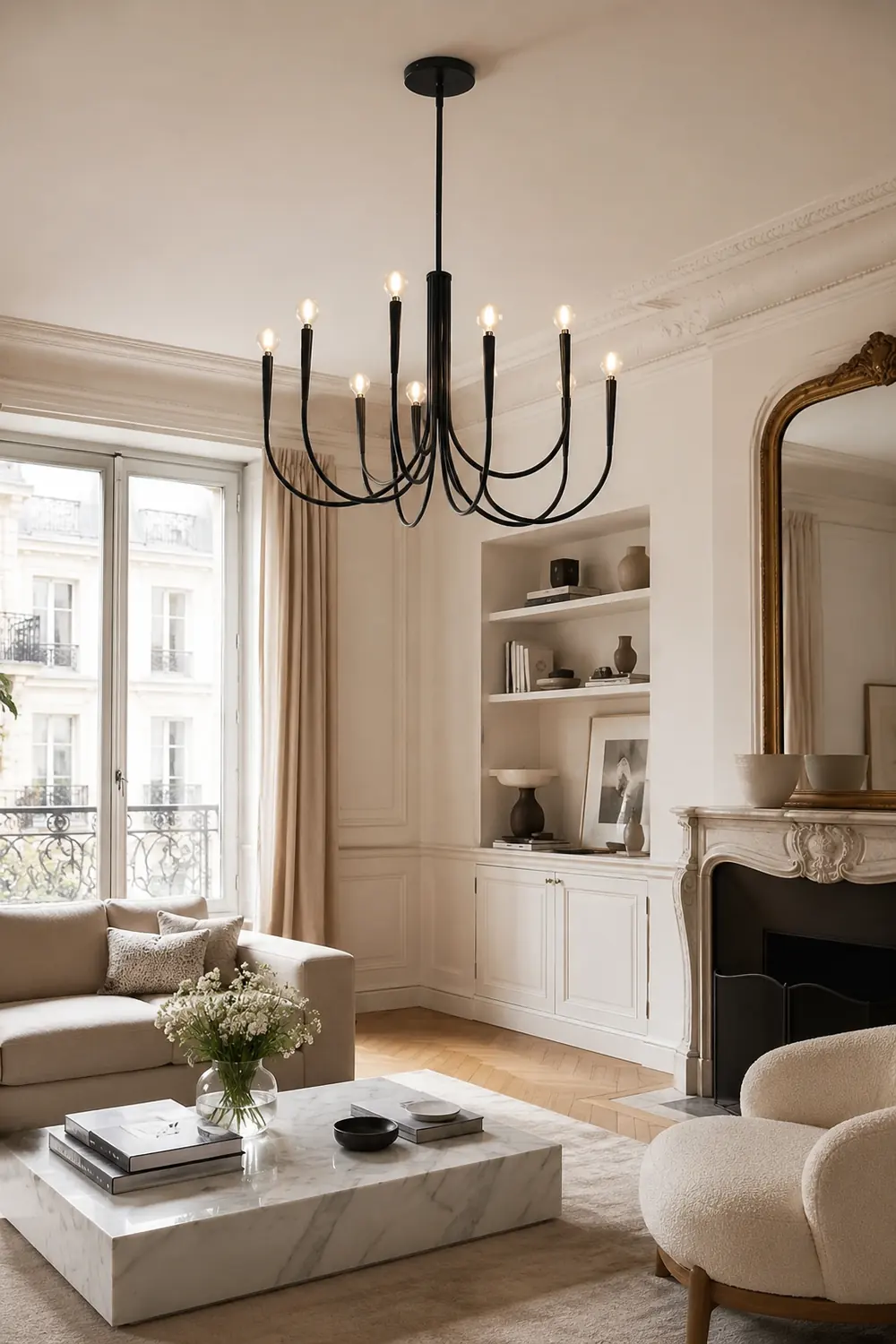 Hailie Modern Minimalist Chandelier Dinning Room, Black/Gold - Lumpaz