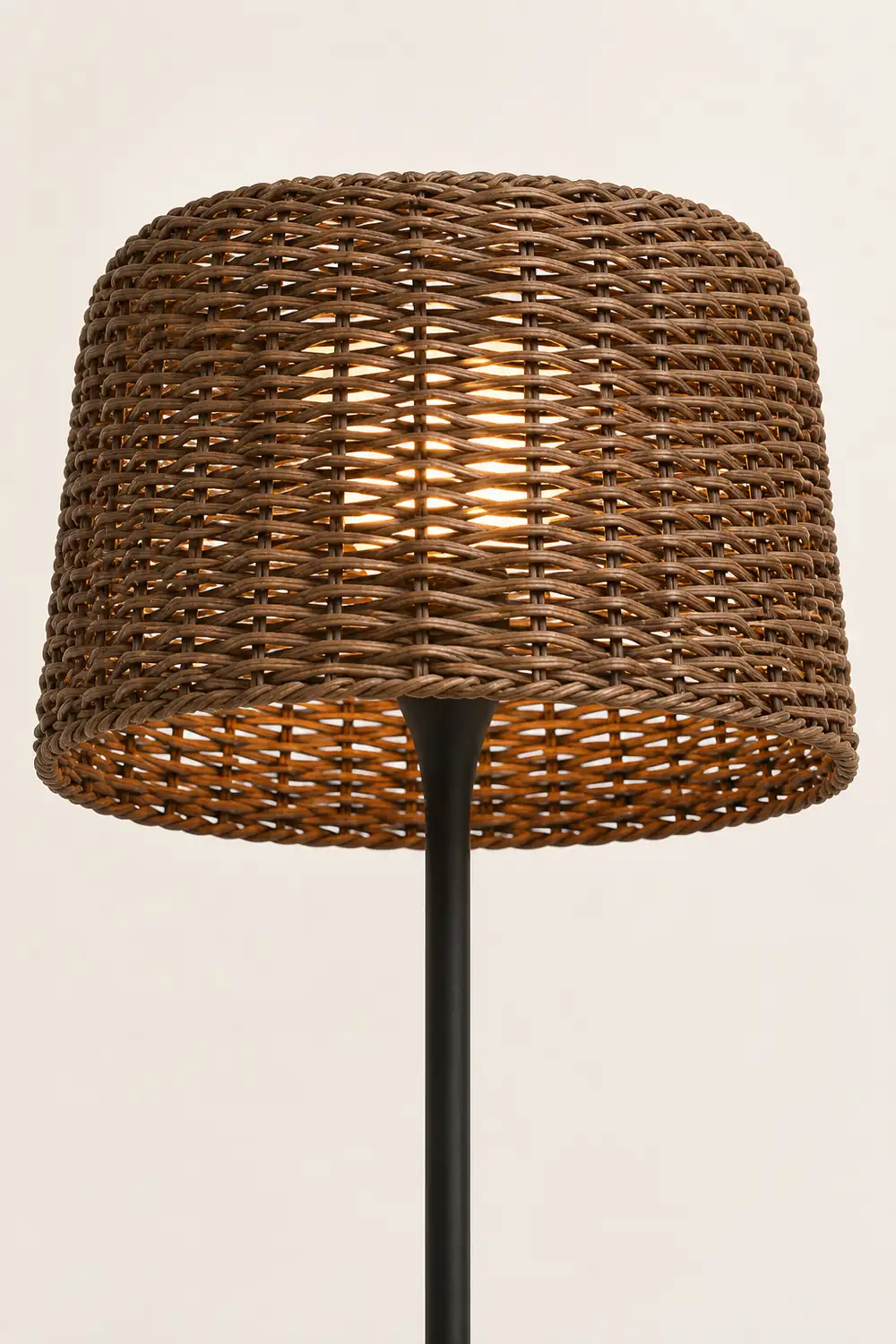 Ritta Waterproof Outdoor Floor Lamp, Rattan Black/White Balcony/Terrace - Lumpaz