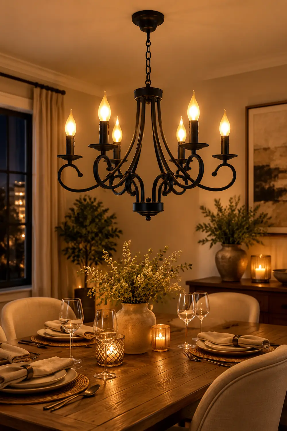 Silva Vintage Mental Candle Chandelier, Black - Lumpaz