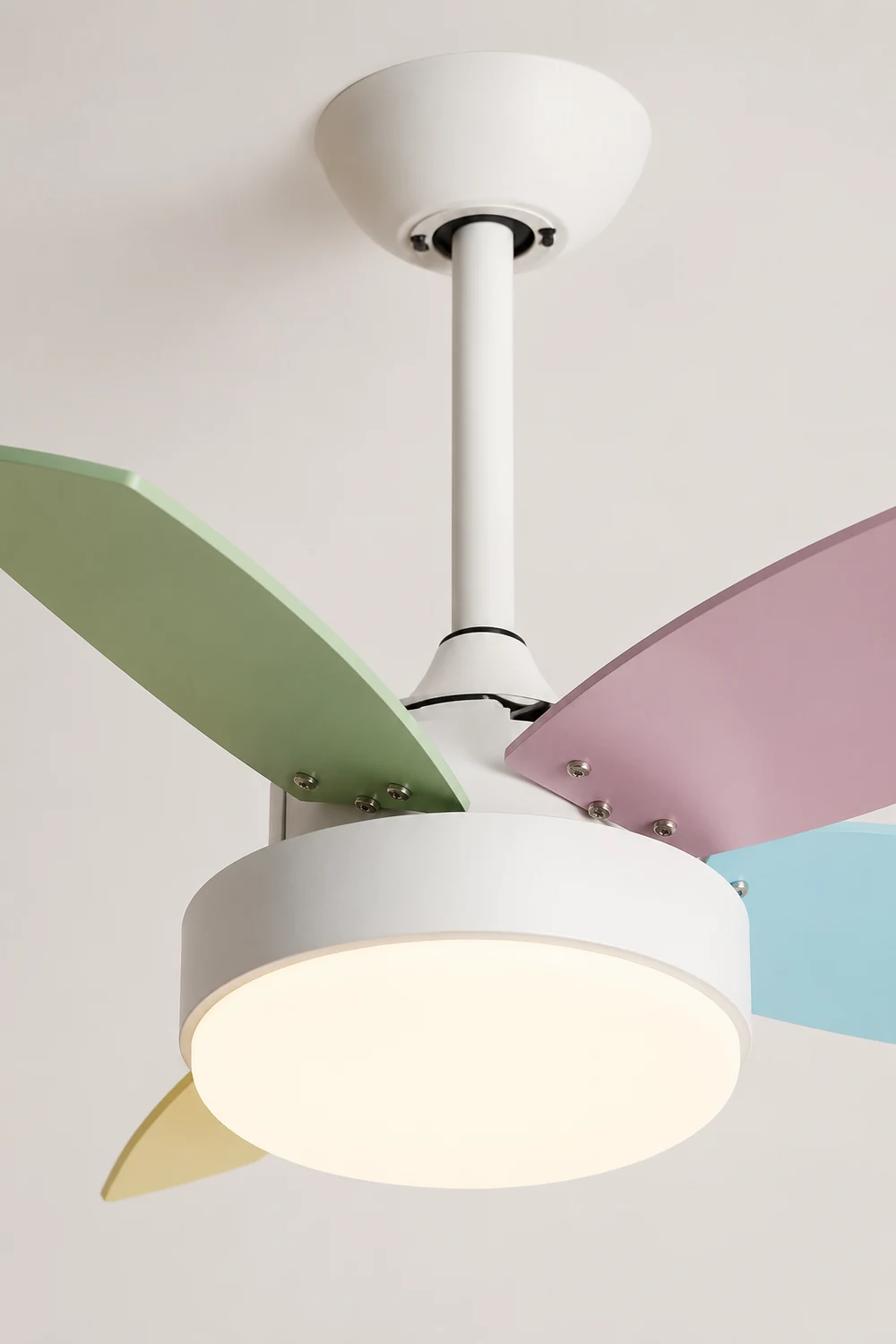 Morandi Modern 5-Blade Colorful DC Ceiling Fan with Light, LED, Summer, Bedroom - Lumpaz