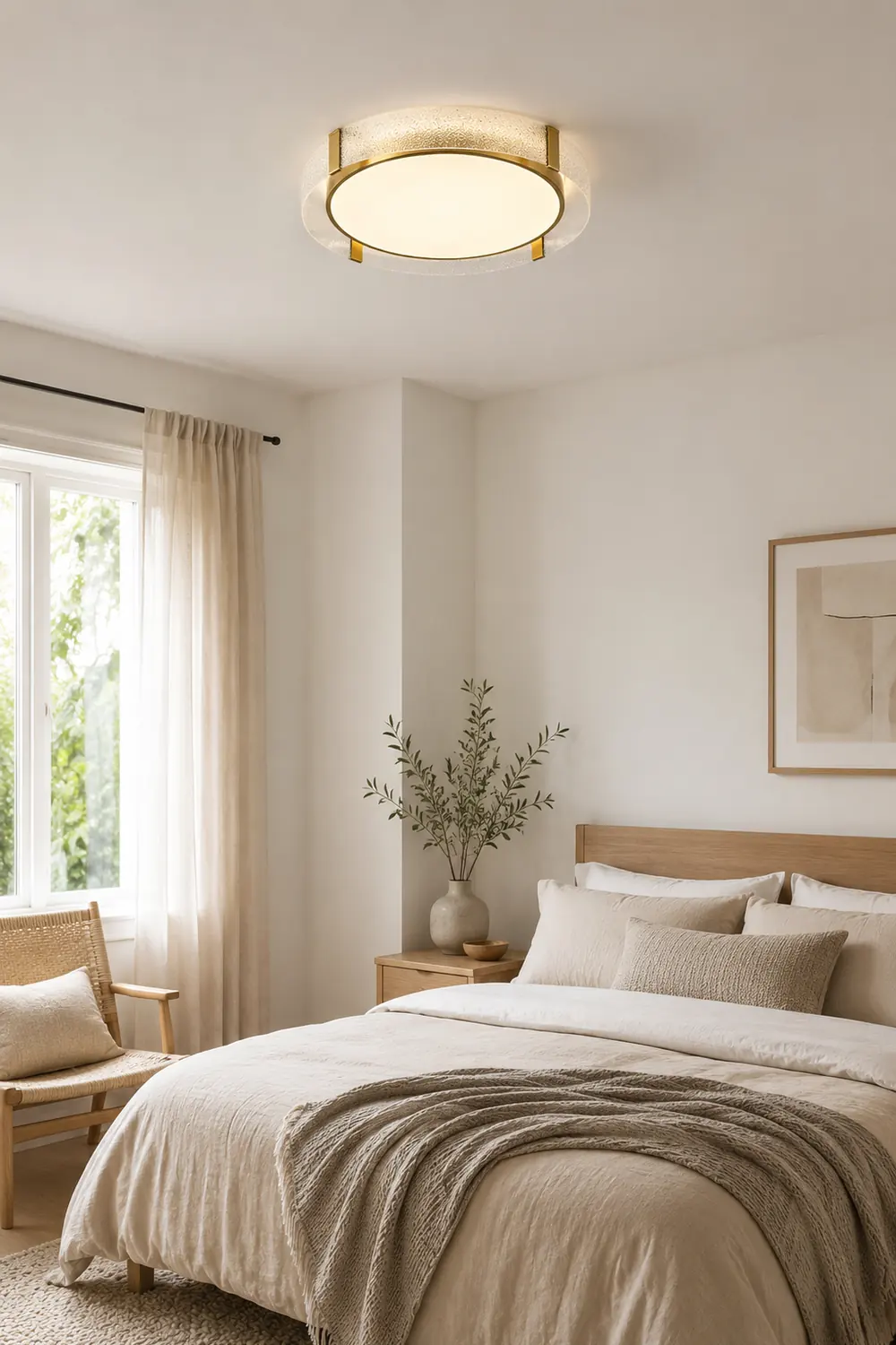 Quinn Modern Round Metal/Glass Flush Mount Ceiling Light, Gold - Lumpaz