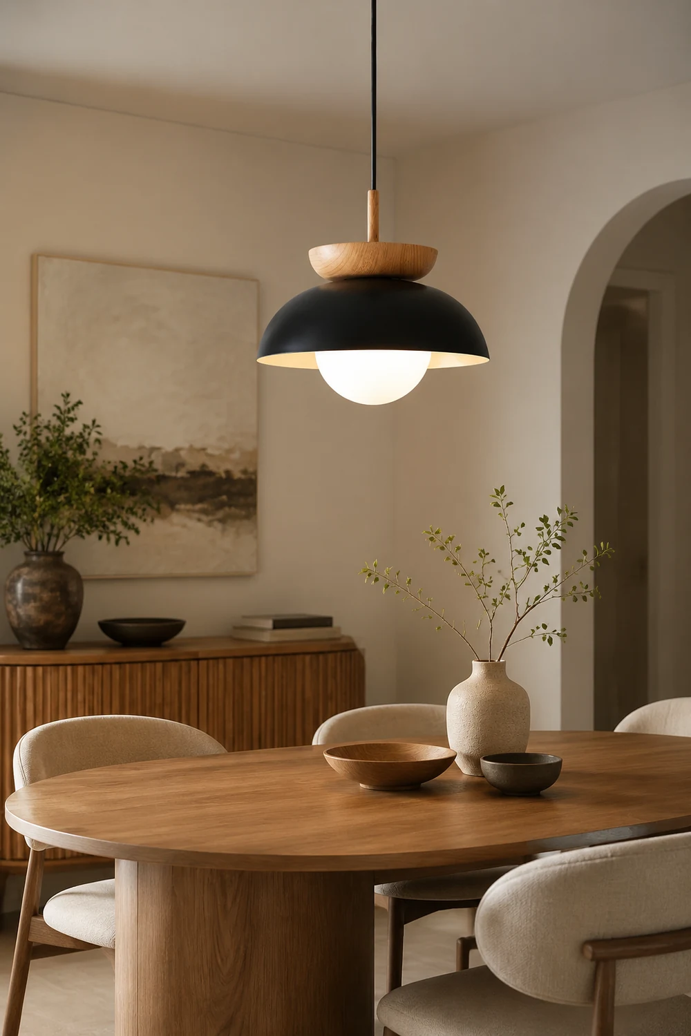 Ozawa Nordic Pendant Lights Wood/Metall Black Kitchen Balcony - Lumpaz