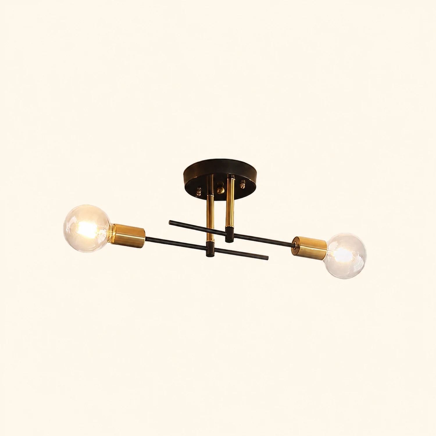 Valentina Flush Mount Ceiling Light Globe Modern, Metal/Glass, Balck, Dining Room - Lumpaz