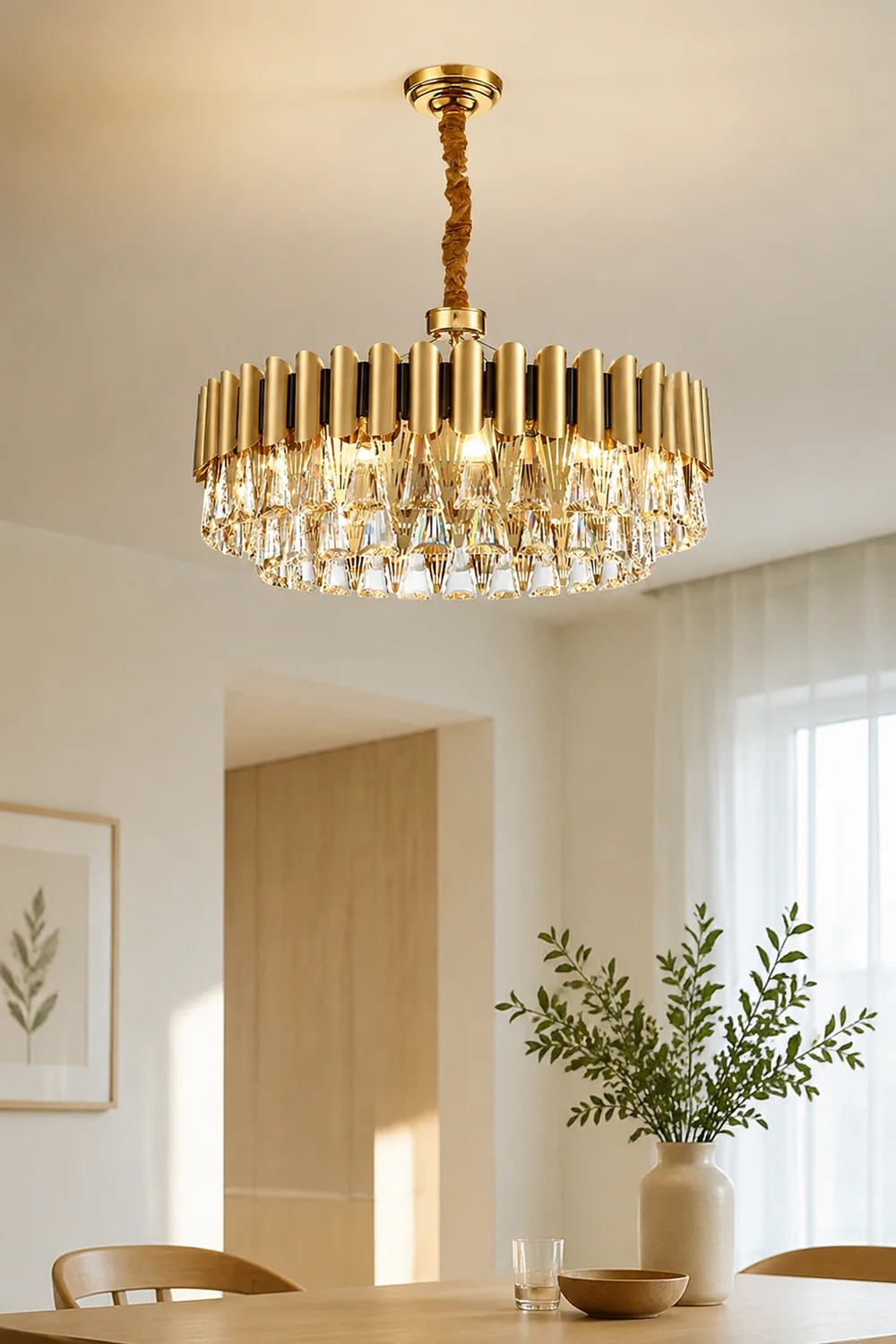 Marilyn Postmodern Nordic Round Gold Crystal Chandelier - Lumpaz