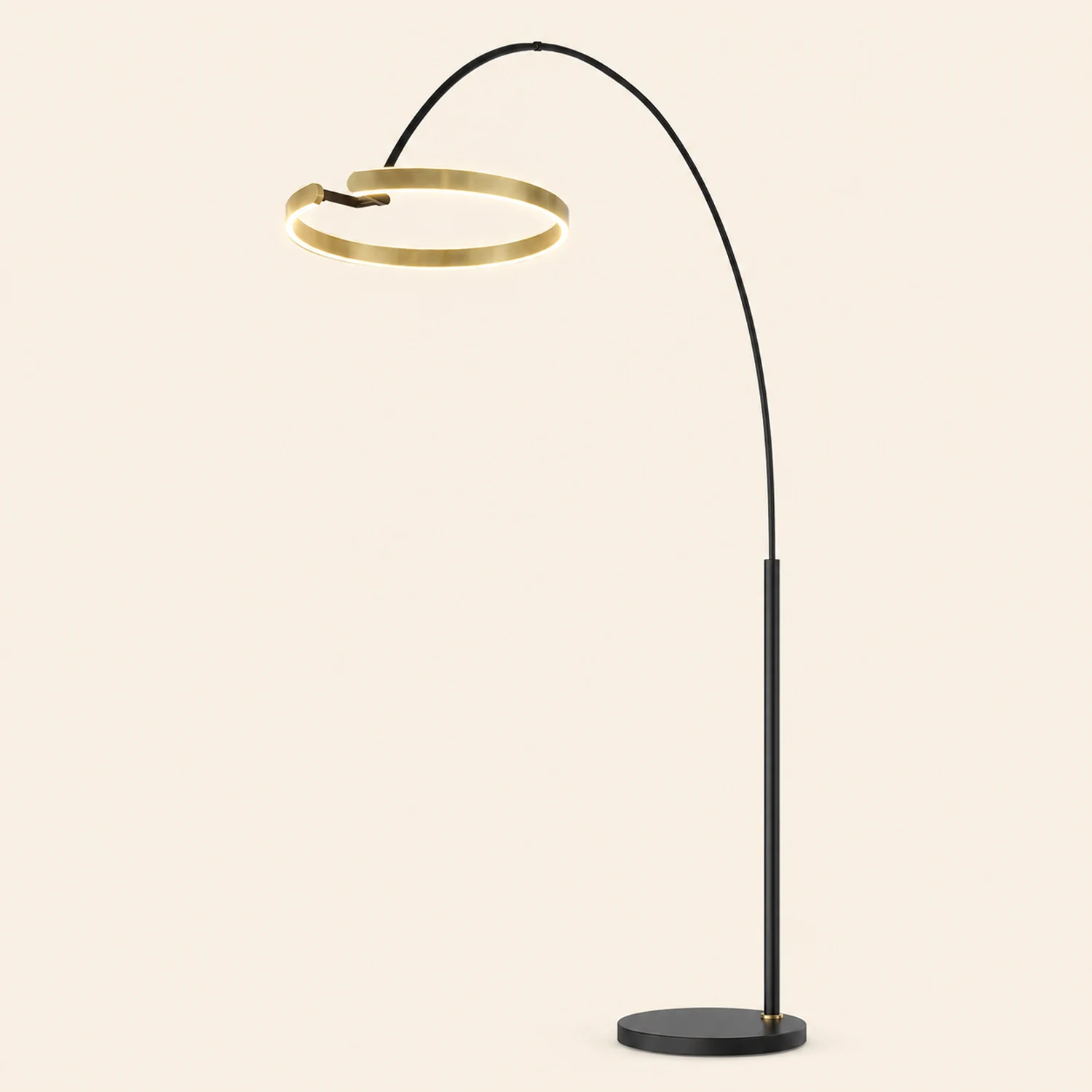 Edge Modern Ring Metal/Silicone Floor Lamp Black/Gold - Lumpaz