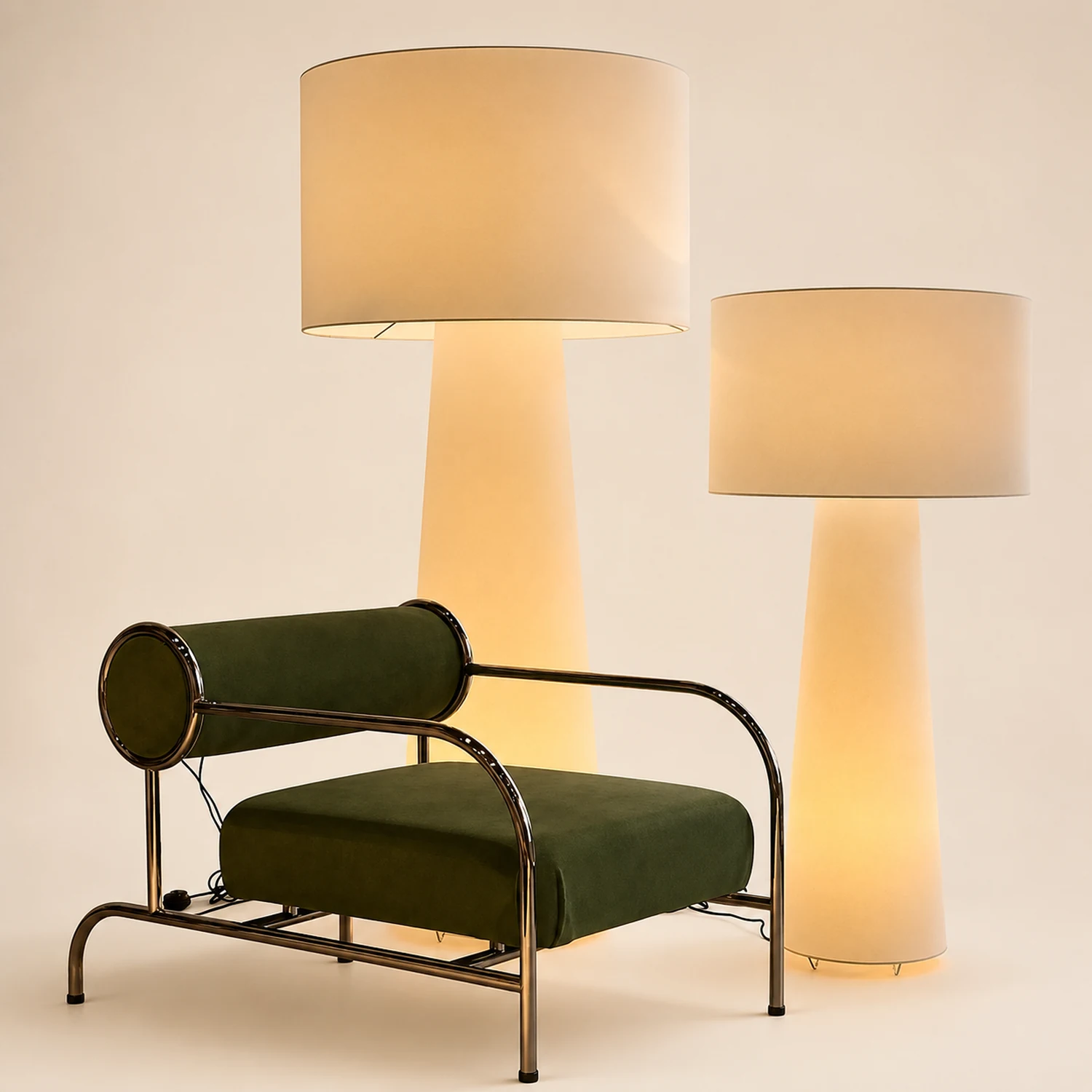 Eryn Modern Cylinder Metal  Fabric Floor Lamp - Lumpaz