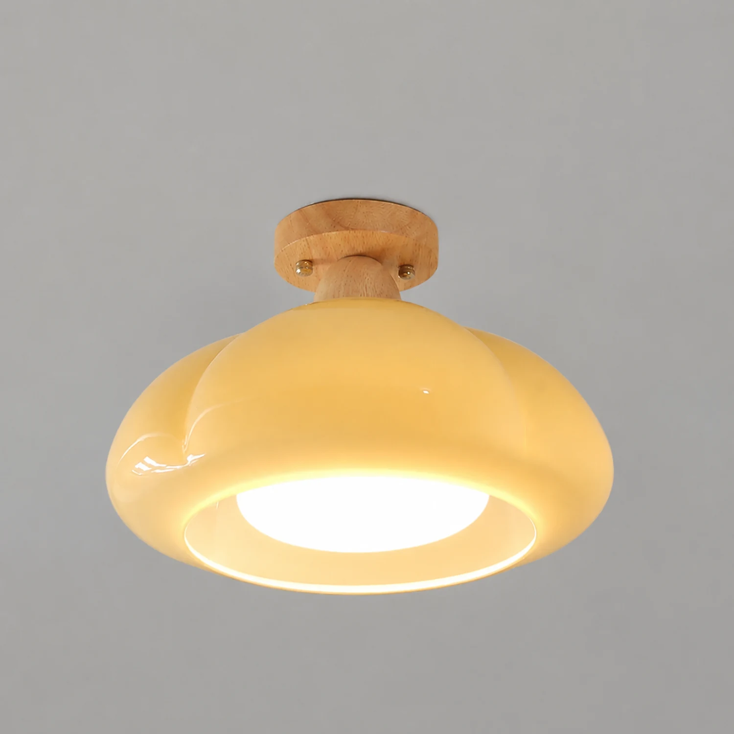 Hailie Modern LED Pumpkin Creativity Ceiling Light Glass Wood Aisle/Hallway/Bedroom/Living Room - Lumpaz