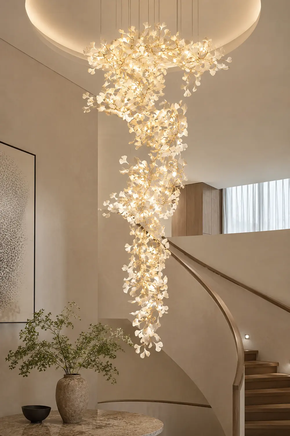 Ophelia Modern Leaf Chandelier Metal/Ceramic Bedroom/Living Room - Lumpaz