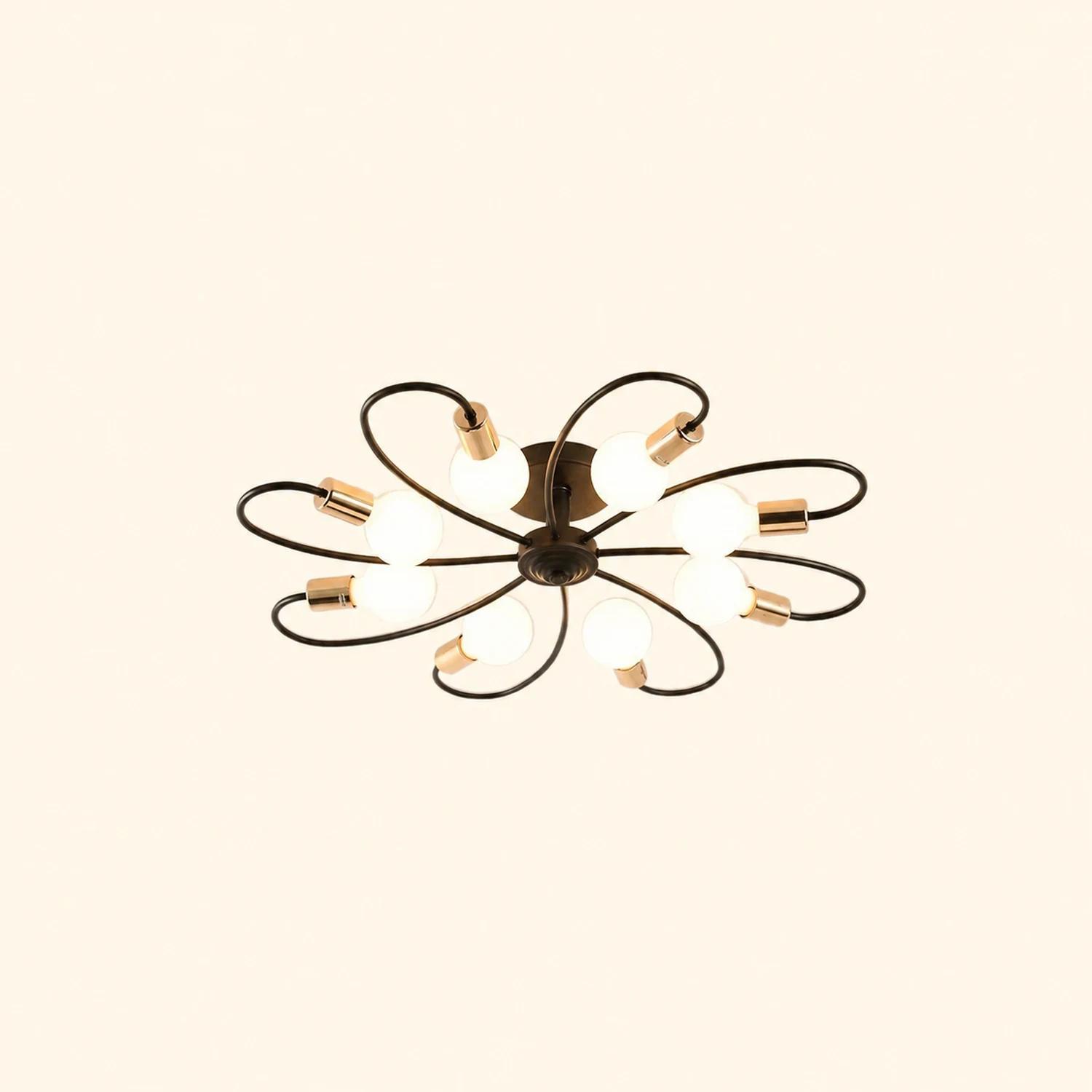 Valentina Modern Metal Flush Mount Ceiling Light, Black/Gold - Lumpaz