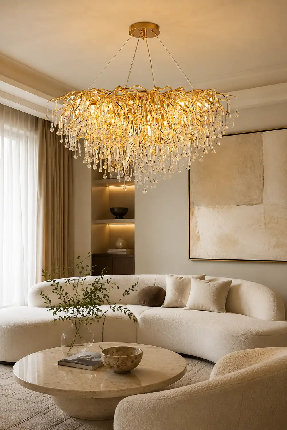 Colon Pendant Light Tassel Luxury, Metal/Crystal, Gold, Bedroom - Lumpaz