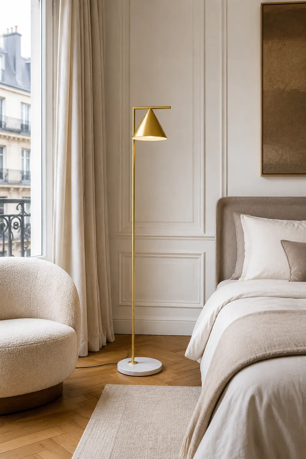 Carins Modern Geometric Marble Base Floor Lamp, Black/Gold - Lumpaz