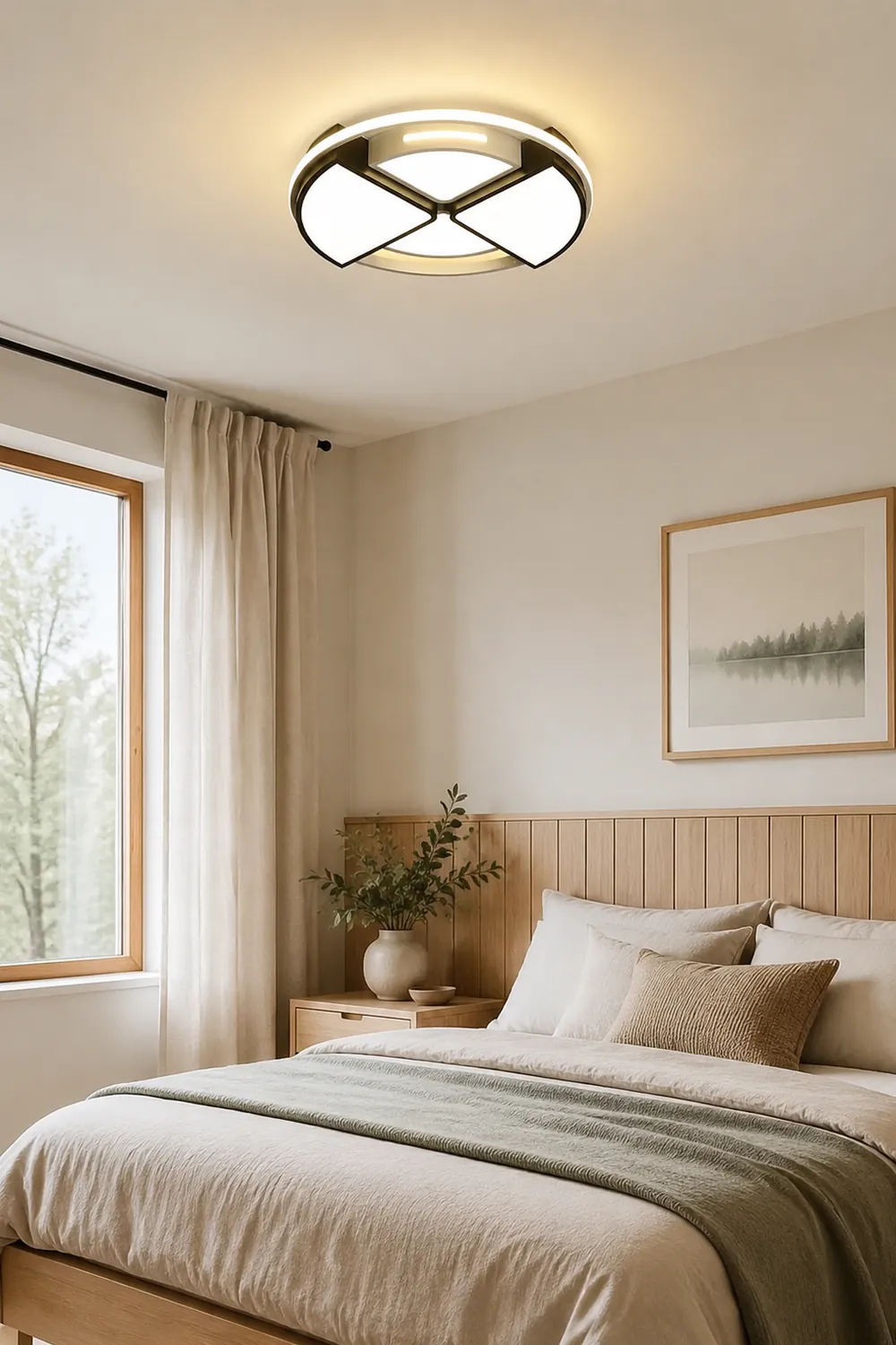 Quinn Modern Round Flush Mount Ceiling Light, Black&White - Lumpaz