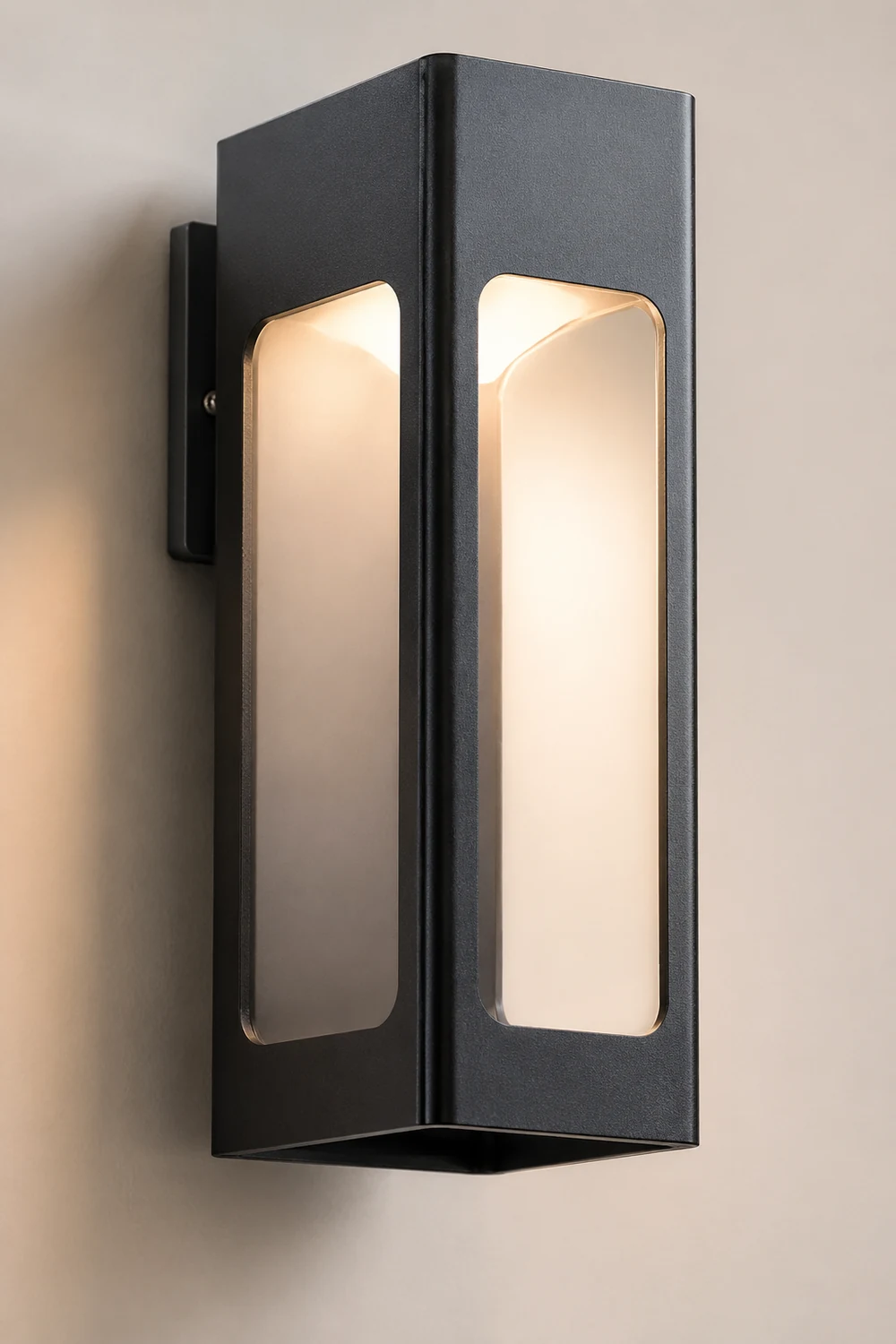 Rectangular IP65 LED Black Modern Outdoor Wall Sconce - Lumpaz