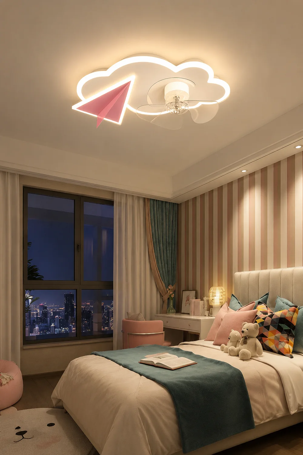 Minori Cloud & Plane Ceiling Fan With Light, 2 Colors, L 20.8''/22.8" - Lumpaz