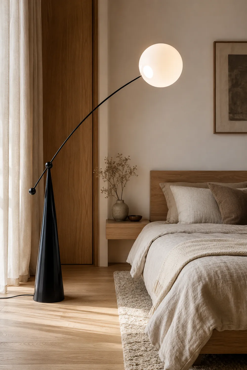 Valentina Floor Lamp Arc/Bubble Modern/Unique, Frosted Glass, White, Bedroom - Lumpaz