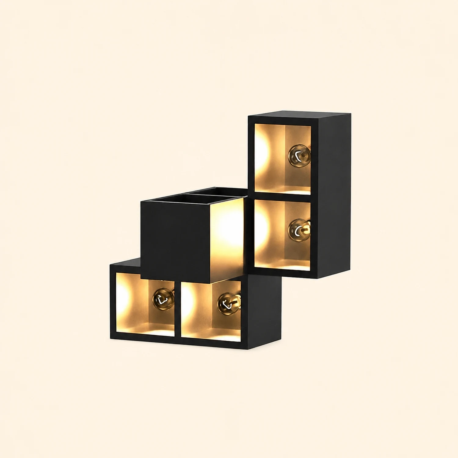 Waterproof Creative Square Combination LED Black Wall Lamp with Flowerpot - Lumpaz