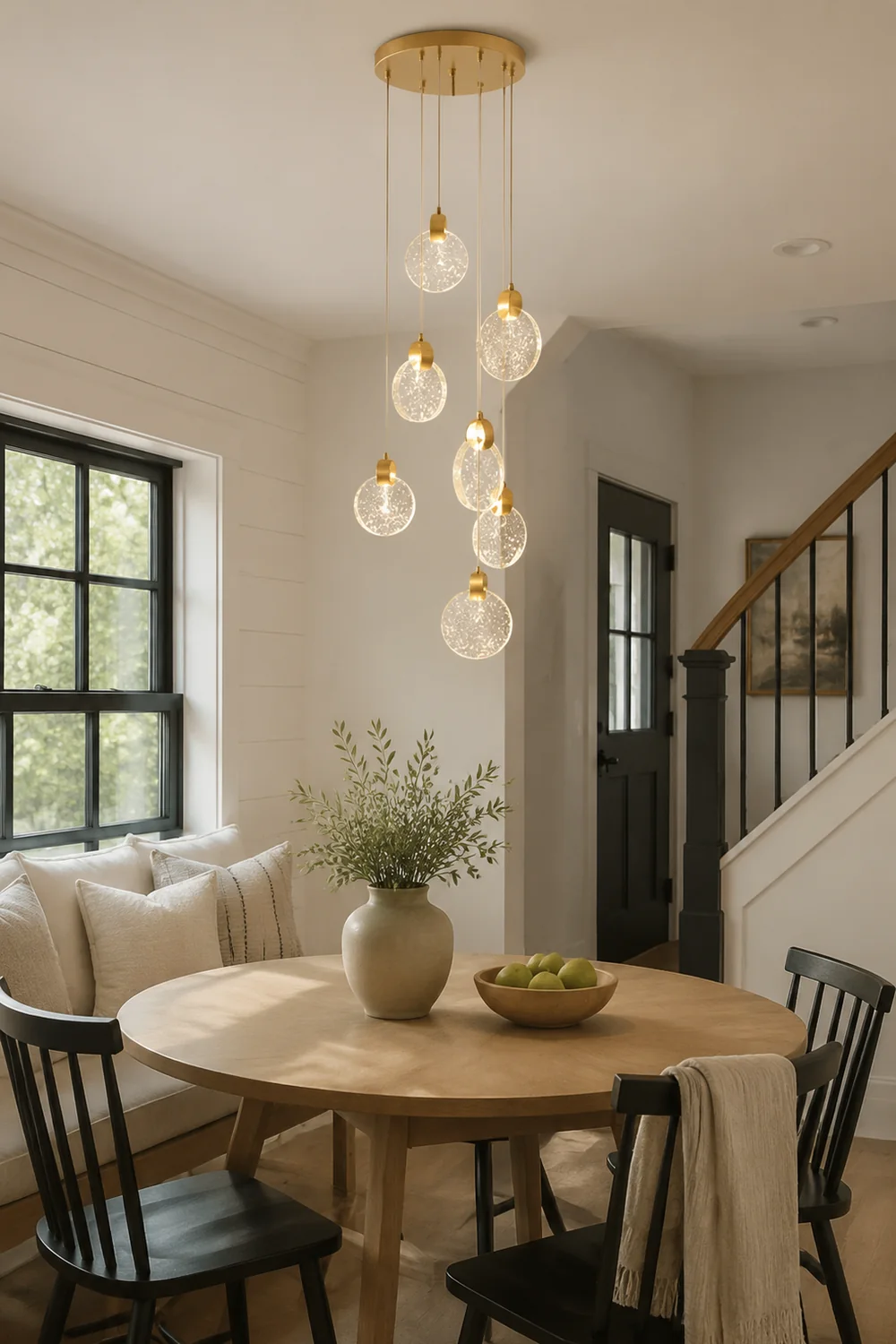 Kristy Minimalist Round  Metal/Crystal Chandelier, Gold - Lumpaz