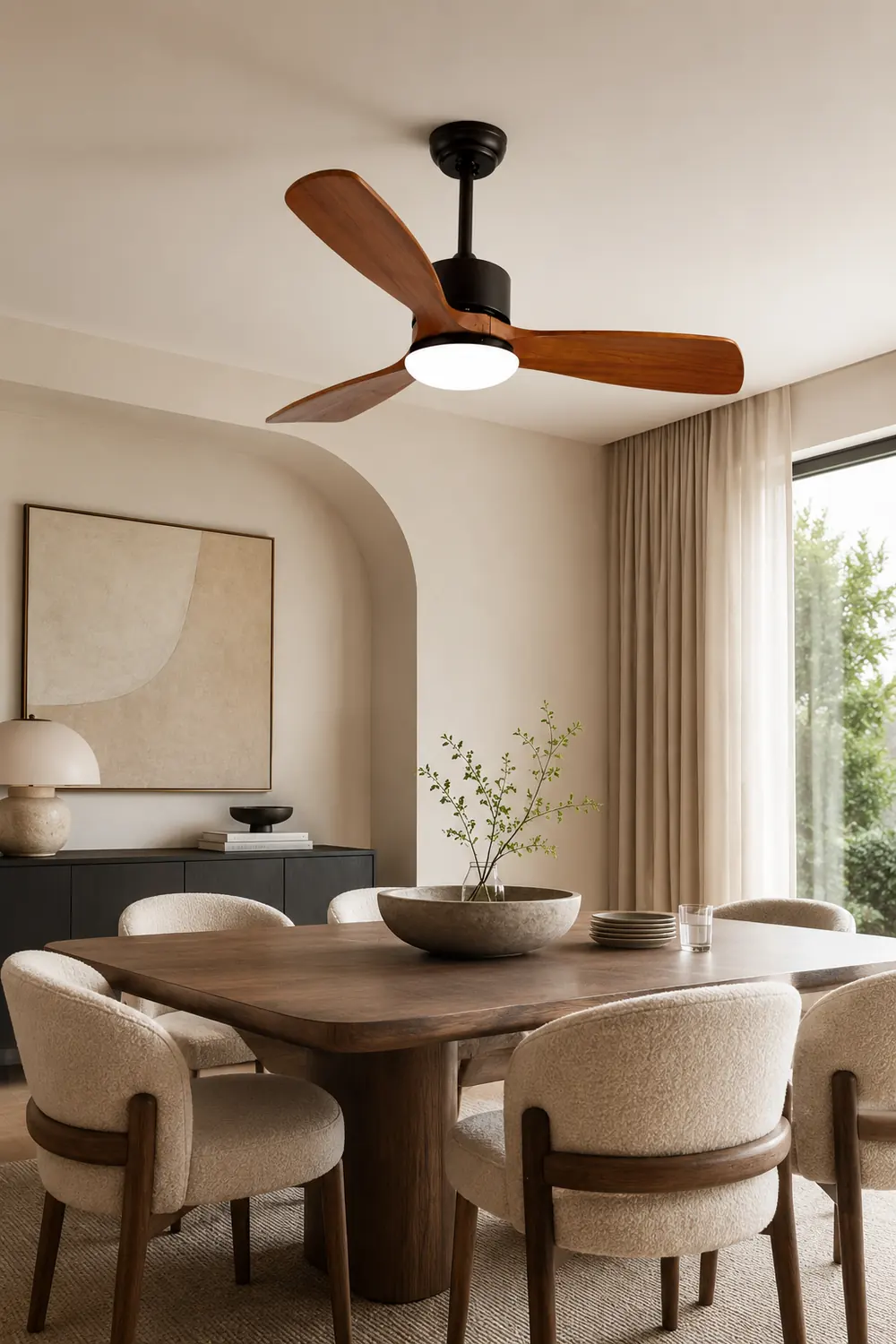 Haydn 3-Blade Modern DC Ceiling Fan, 2 Color, Metal & Wood, 52'' - Lumpaz