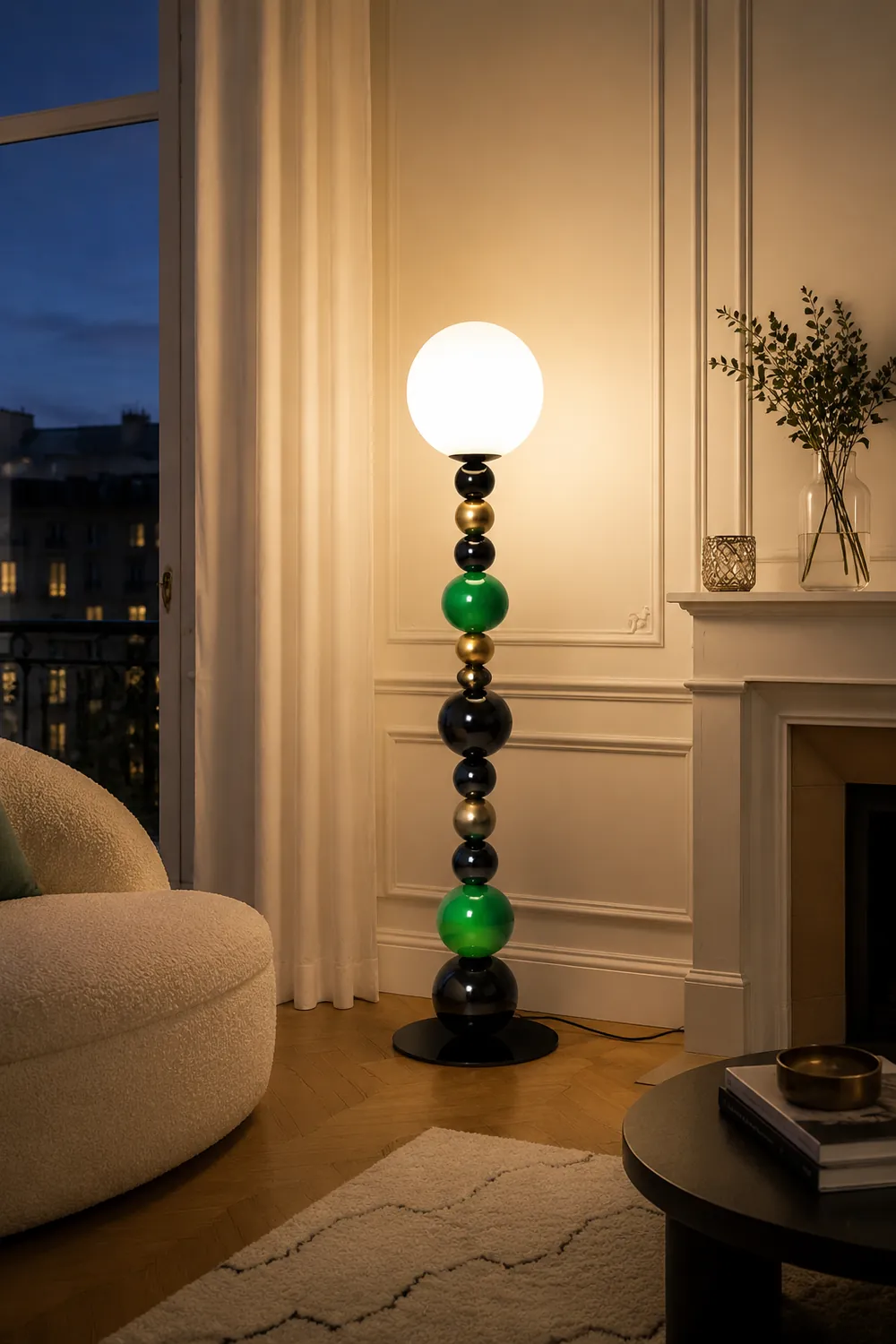 Morandi  Modern Ball Metal Colorful  Floor Lamp, Red/Green - Lumpaz