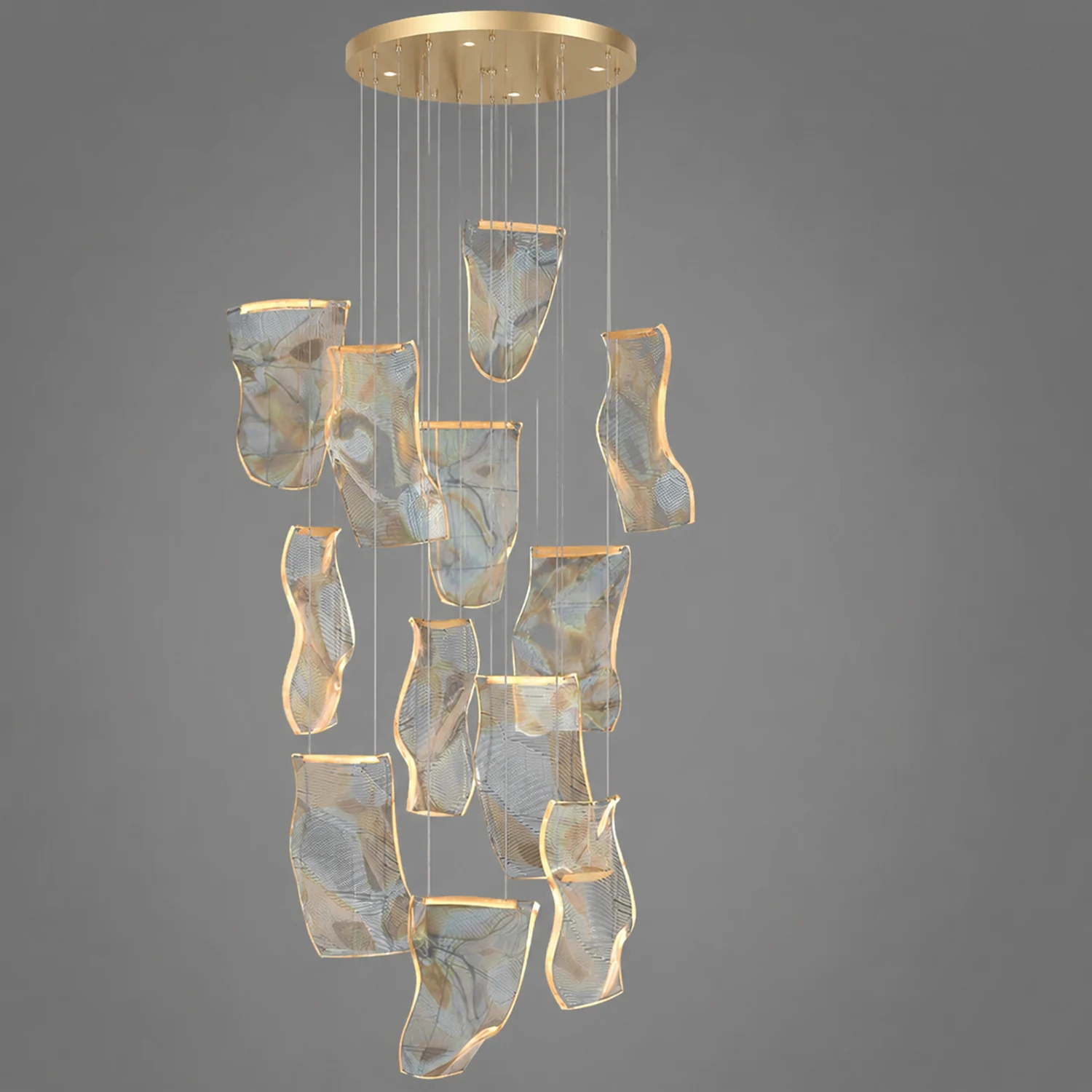 Marylin Artistic Acrylic Silk Chandelier, Gold - Lumpaz