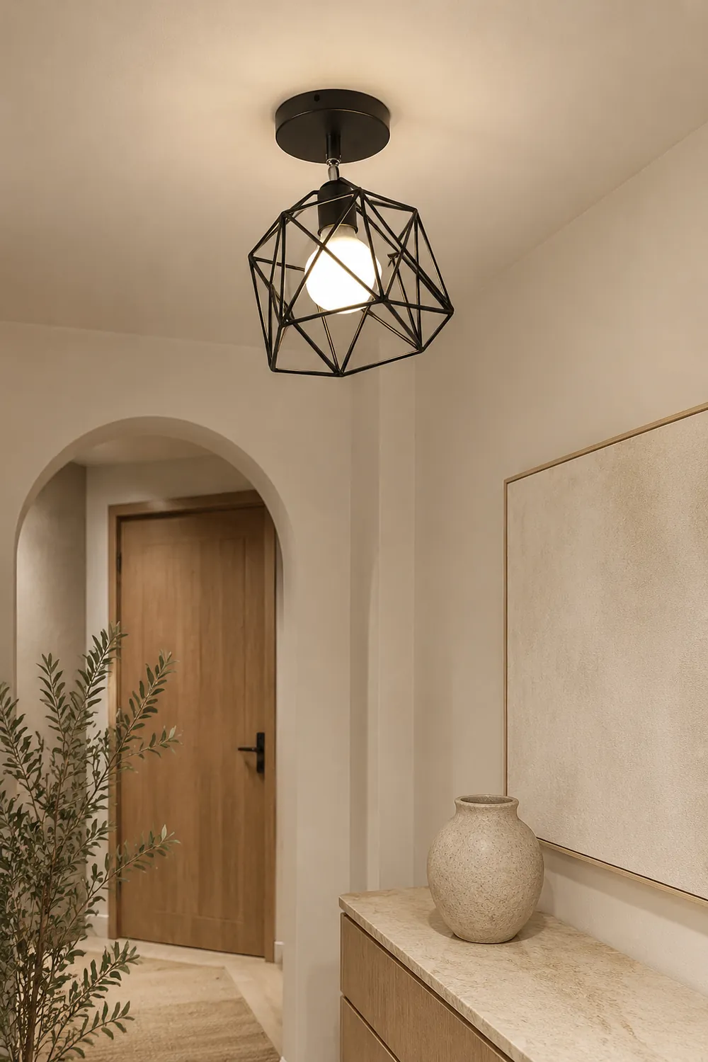 Herbert Modern Nordic Metal LED Flush Mount Ceiling Light, Black/White - Lumpaz
