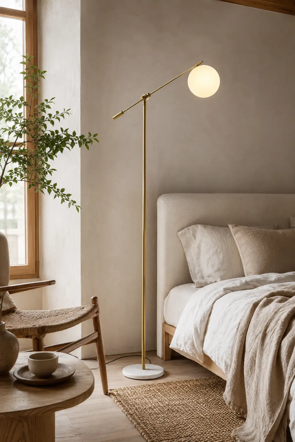 Valentina Arc Floor Lamp, Frosted Glass & Metal - Lumpaz