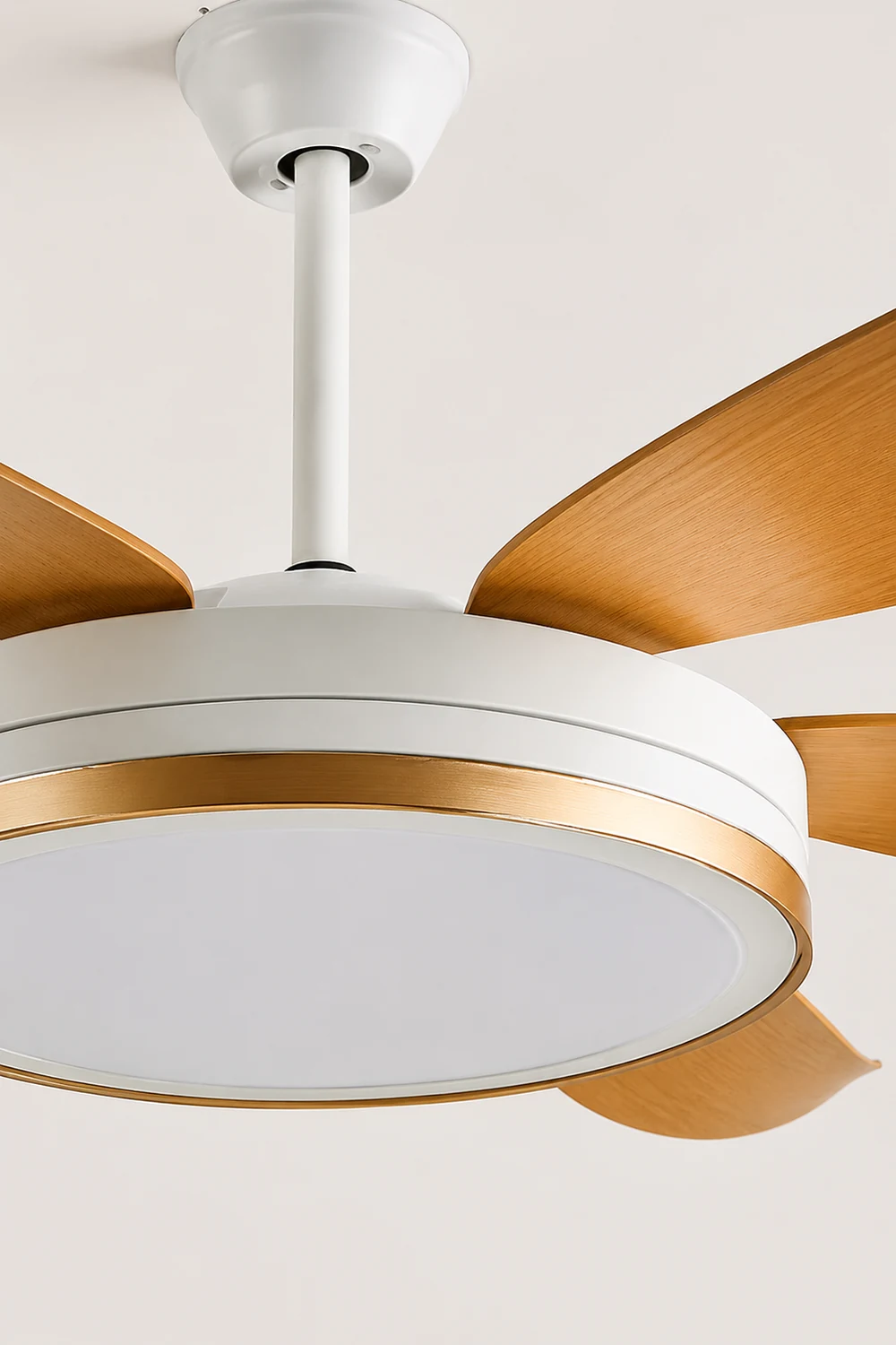 Haydn 6-Blade DC Ceiling Fan with Light, Golden & White, 51''/60'' - Lumpaz