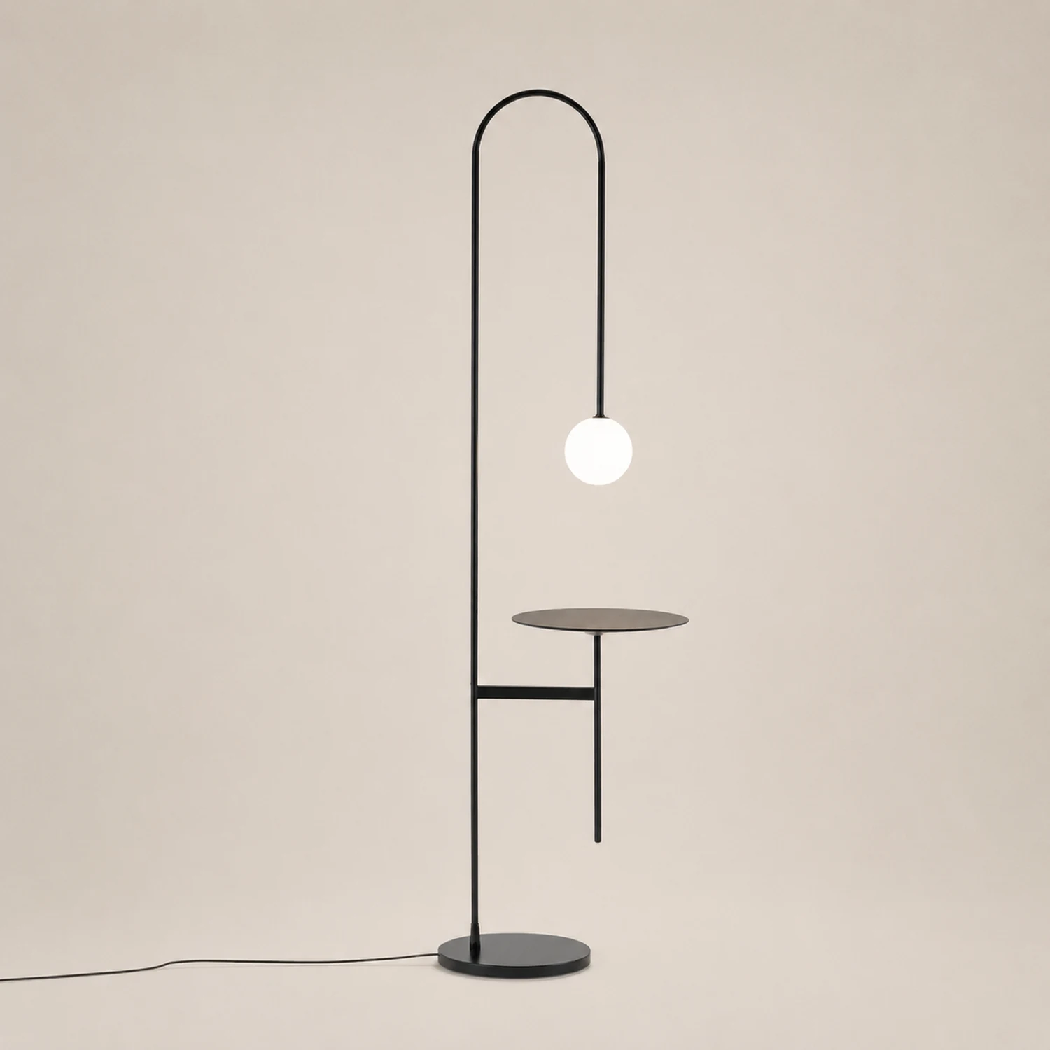 Valentina Minimalist Metal/Marble/Glass Floor Lamp With Table - Lumpaz