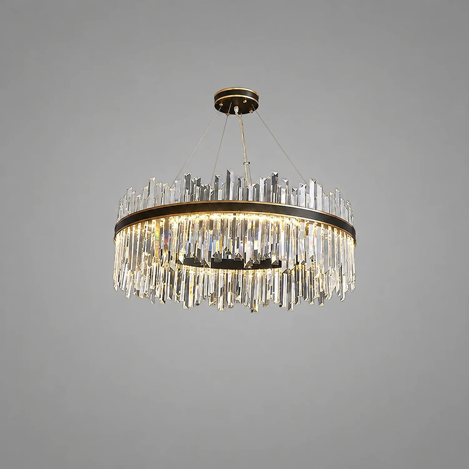 Marylin Modern Crystal Ring Chandelier, Stainless Steel & Crystal - Lumpaz