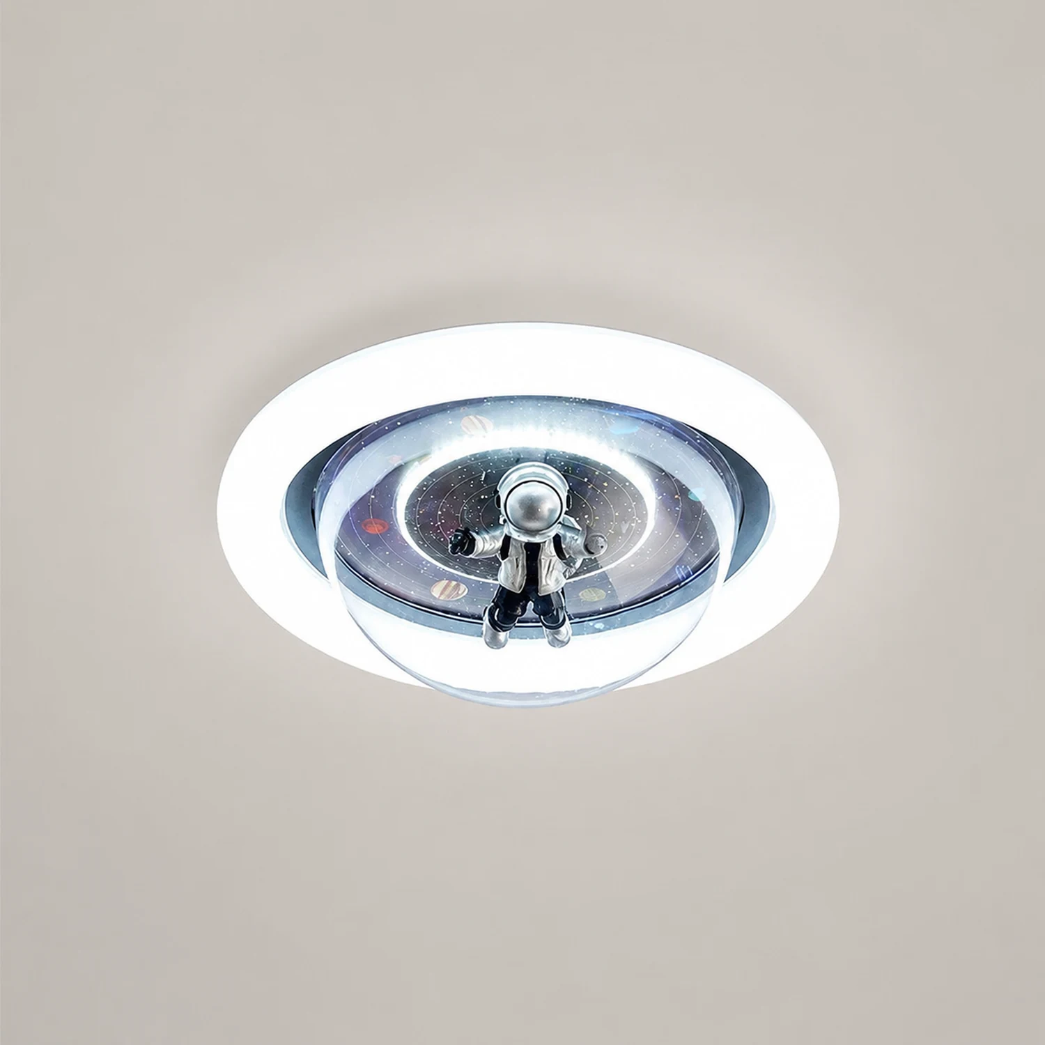 Fateh Flush Mount Ceiling Light Astronaut Modern, Metal/Acrylic, Pink/Blue, Bedroom - Lumpaz
