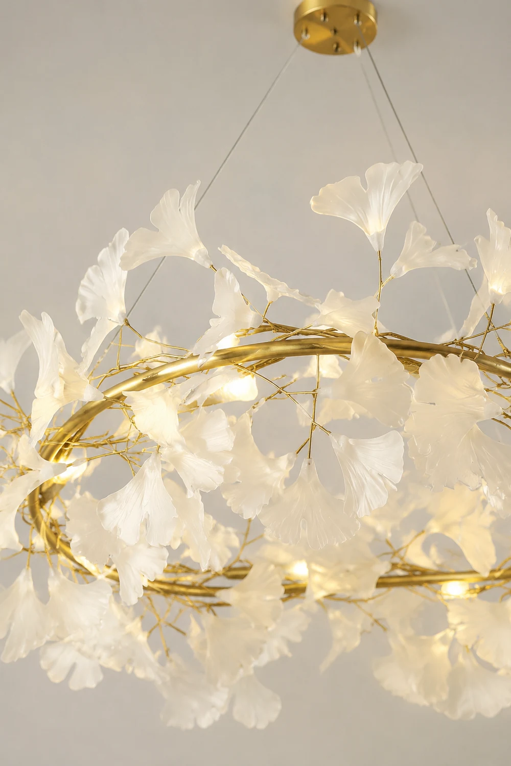 Ophelia EarthenGlo Modern Kitchen White Art Deco Chandelier, Metal & Ceramic - Lumpaz