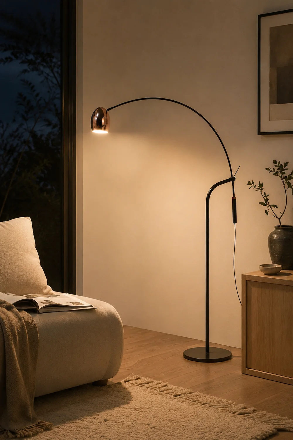 Cooley Artistic Minimalist Arc Floor Lamp, Rose Gold - Lumpaz