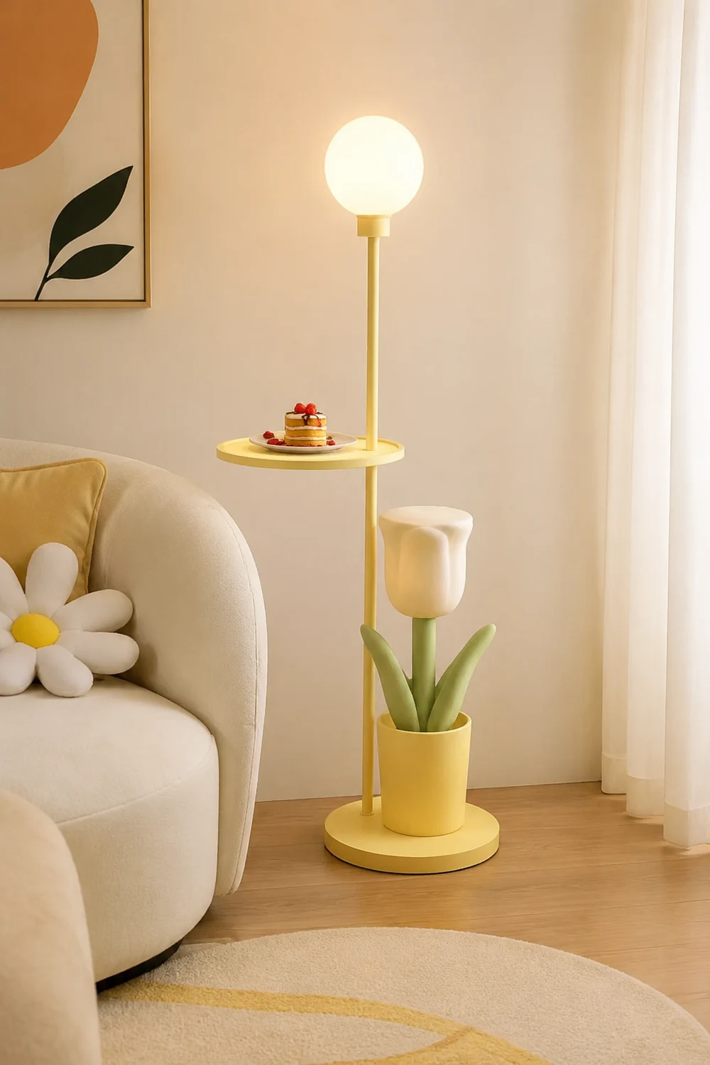 Lily Modern Floor Lamp Pink/Yellow/Purple Metal/Glass Bedroom - Lumpaz