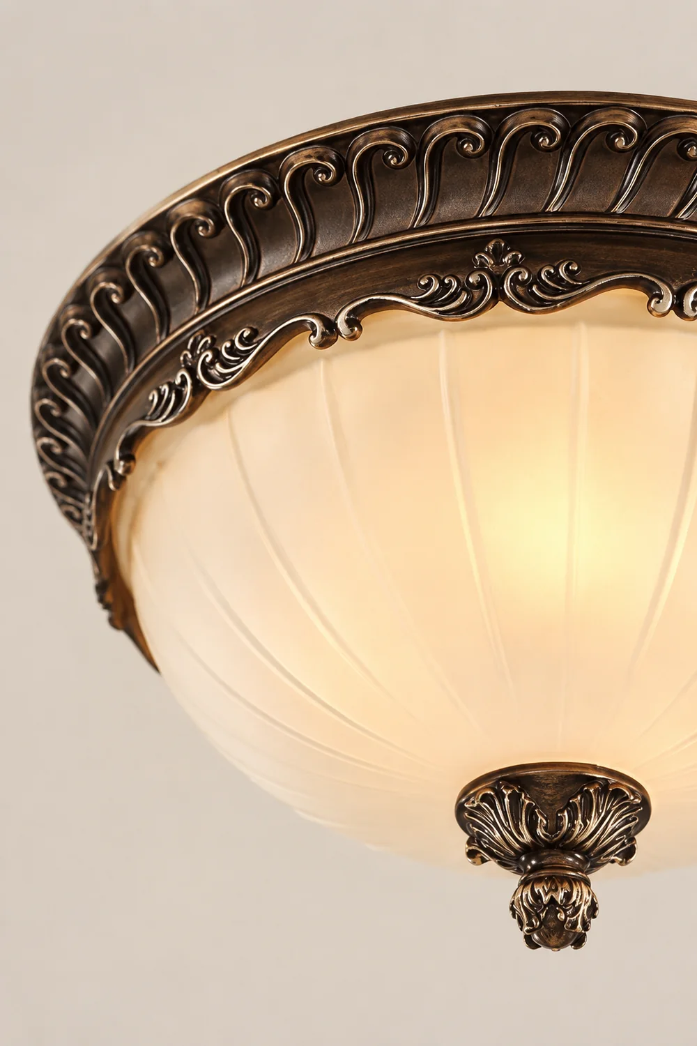 Arisha Retro Semicircular Metal/Glass Flush Mount Ceiling Light, Bronze - Lumpaz
