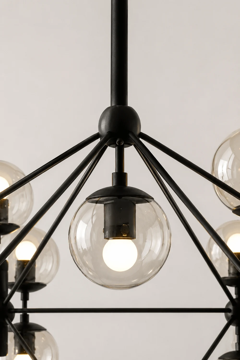Valentina Pendant Light Bubble Modern, Glass/Metal, Black, Bedroom - Lumpaz