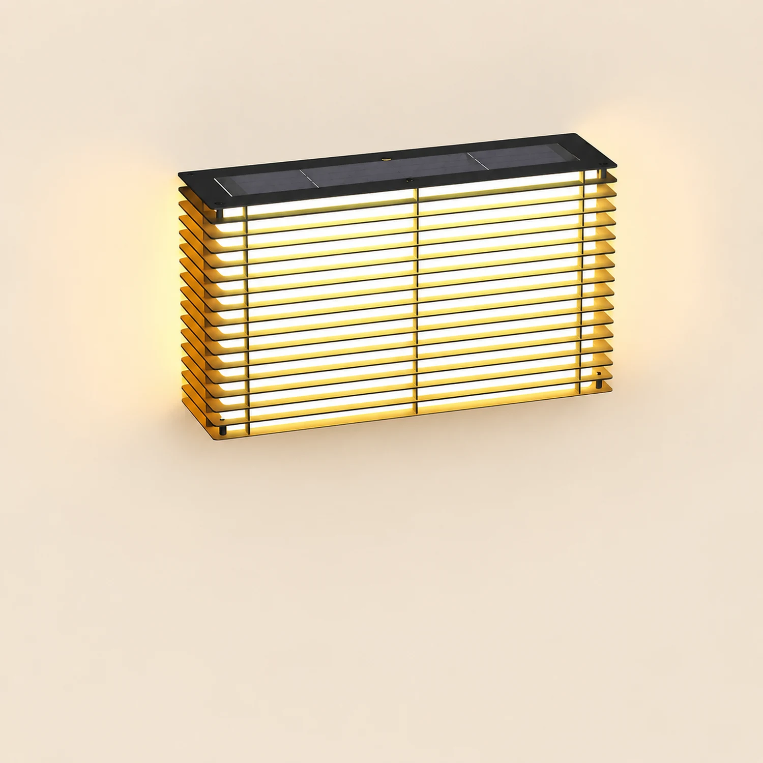 Waterproof Square Grids Stainless Steel Black Modern Solar Wall Lights - Lumpaz