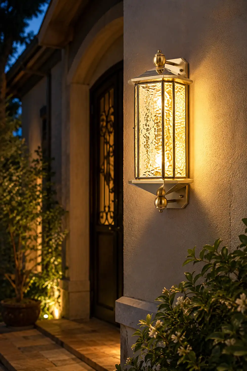 23.62-In. European Copper Dimmable Hardwired/Solar Outdoor Wall Lights - Lumpaz
