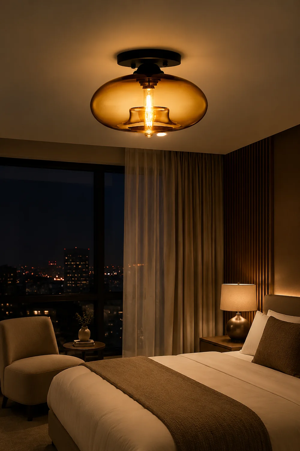 Sanna Industrial Art Deco Globe Flush Mount Ceiling Light Living Room - Lumpaz