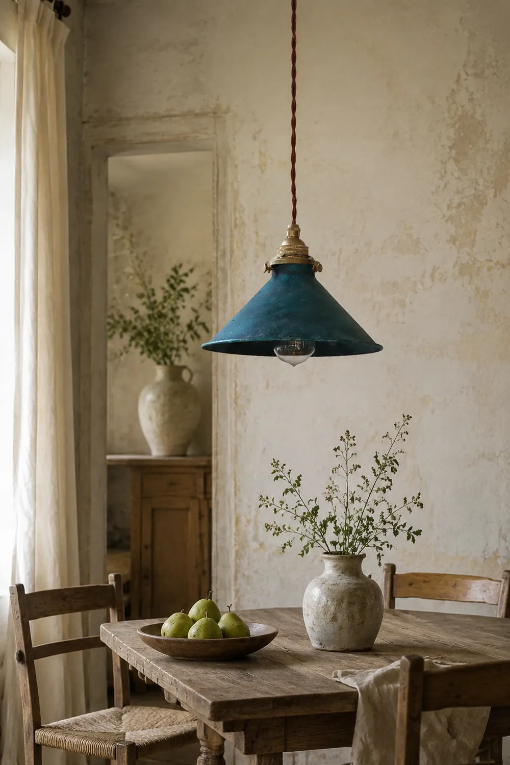 Alessio Vintage LED Rustic Pendant Light Metal Blue Kitchen Balcony - Lumpaz