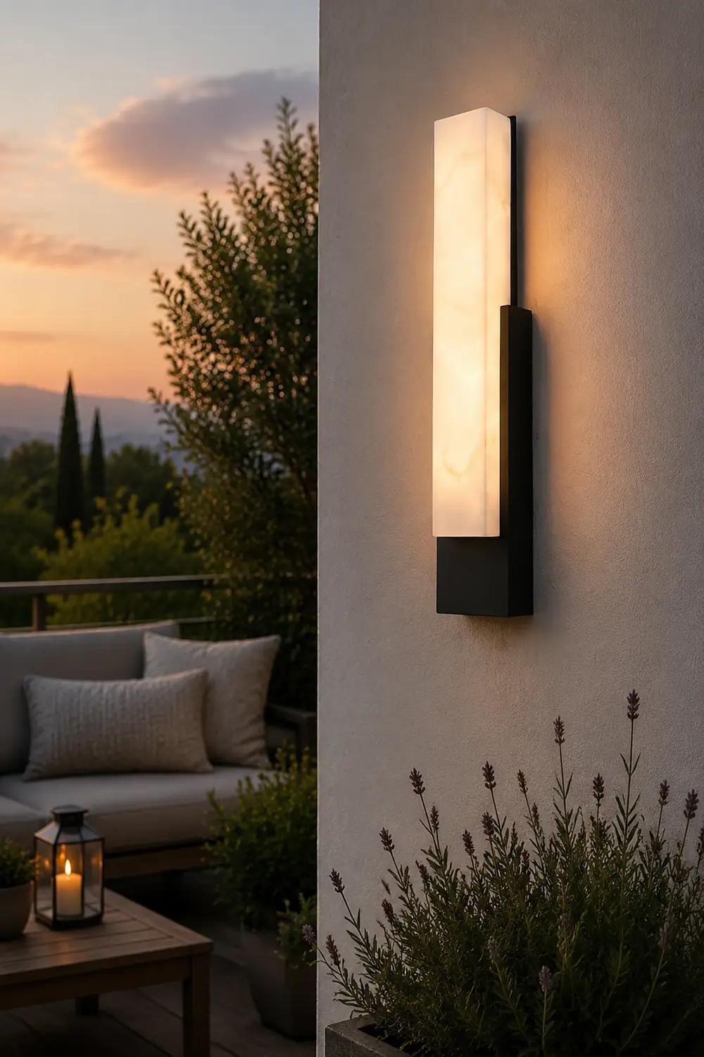 Waterproof Imitation Marble Shade LED Black Modern Outdoor Wall Light复制 - Lumpaz