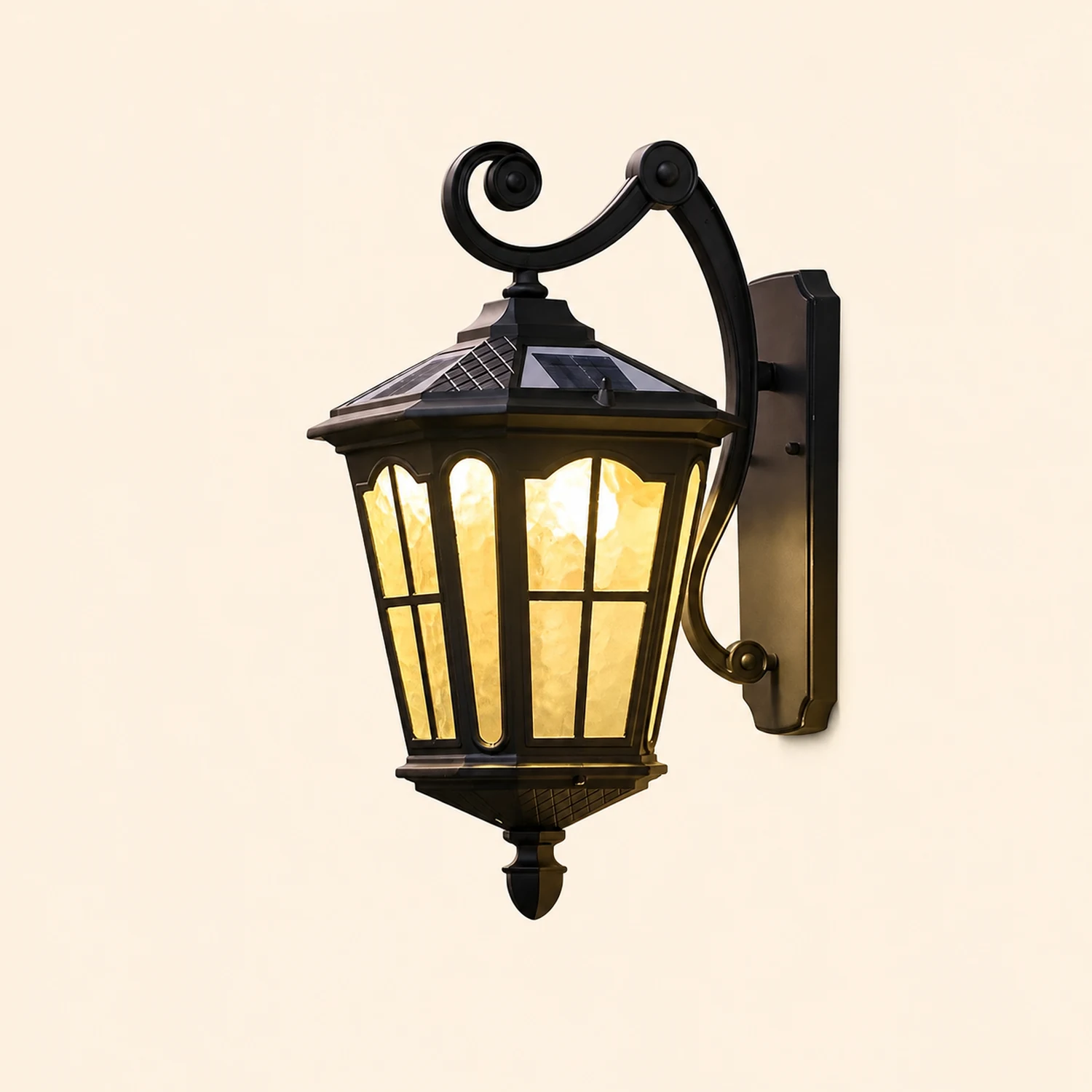 Retro Waterproof LED Aluminum Black Vintage Solar Outdoor Wall Light - Lumpaz