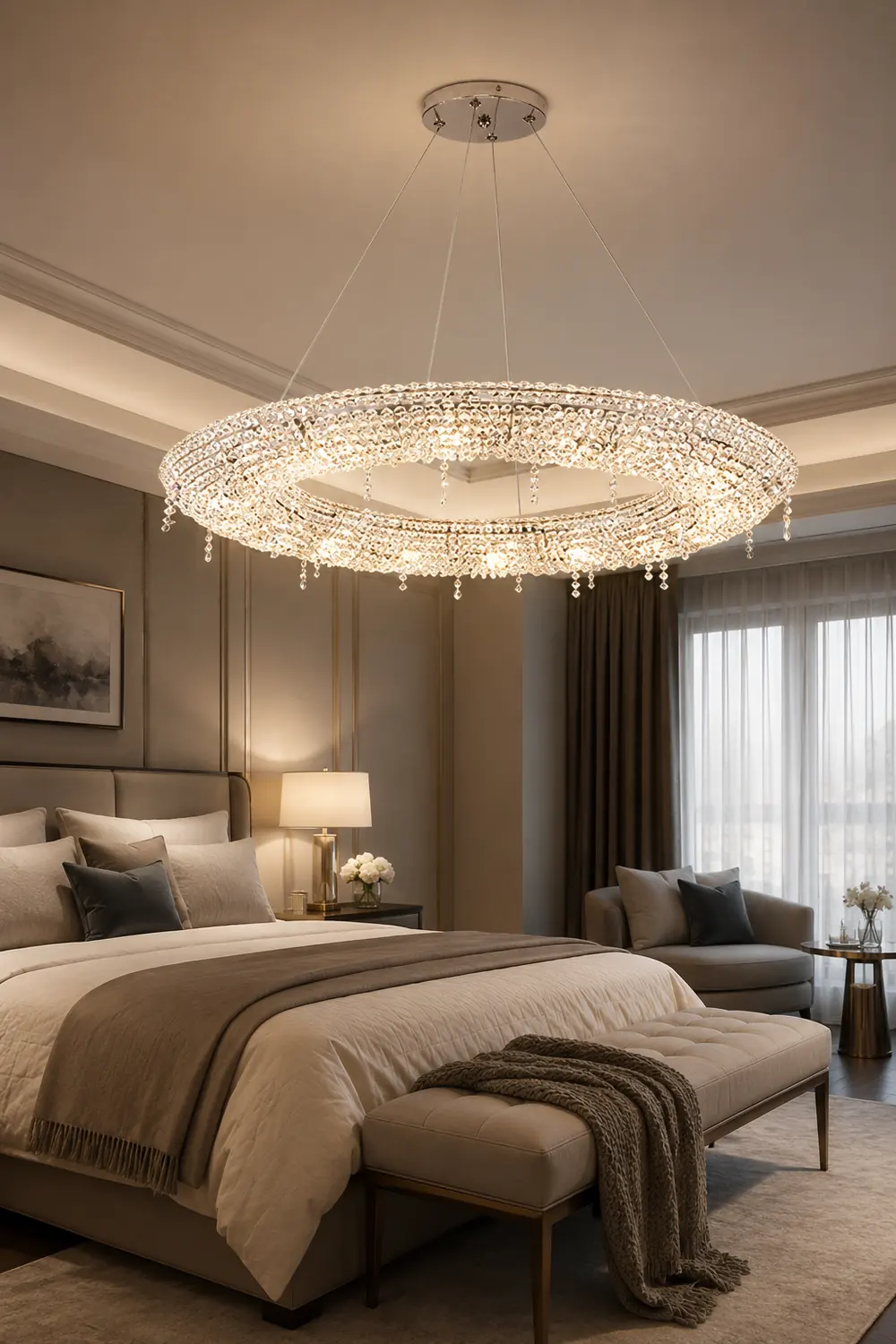 Kristy Luxury Round Crystal Pendant Light for Living Room/Dining Room - Lumpaz