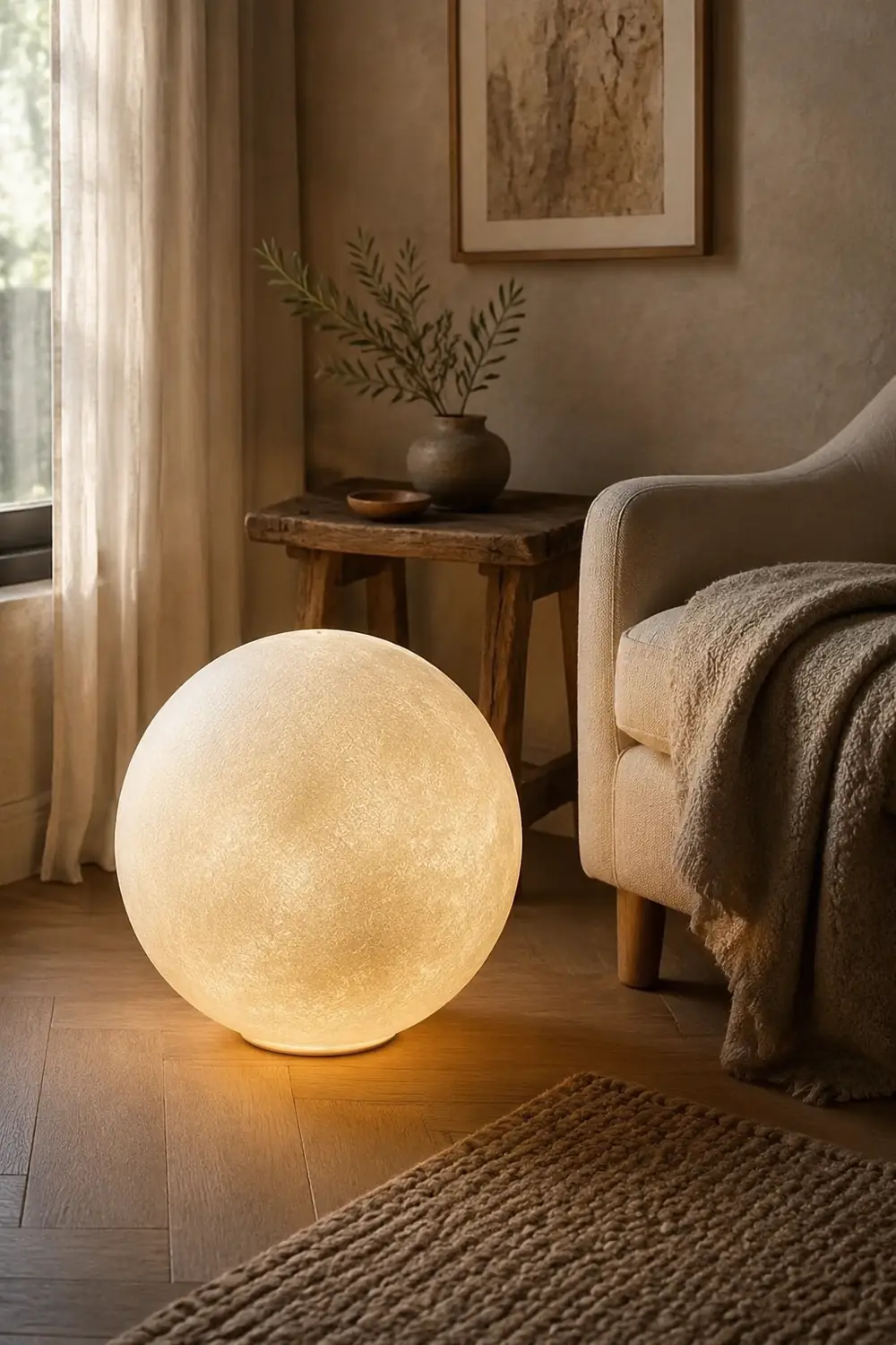 Elif Modern Decorative Dream Floor Lamp Moon Globe Resin Bedroom - Lumpaz